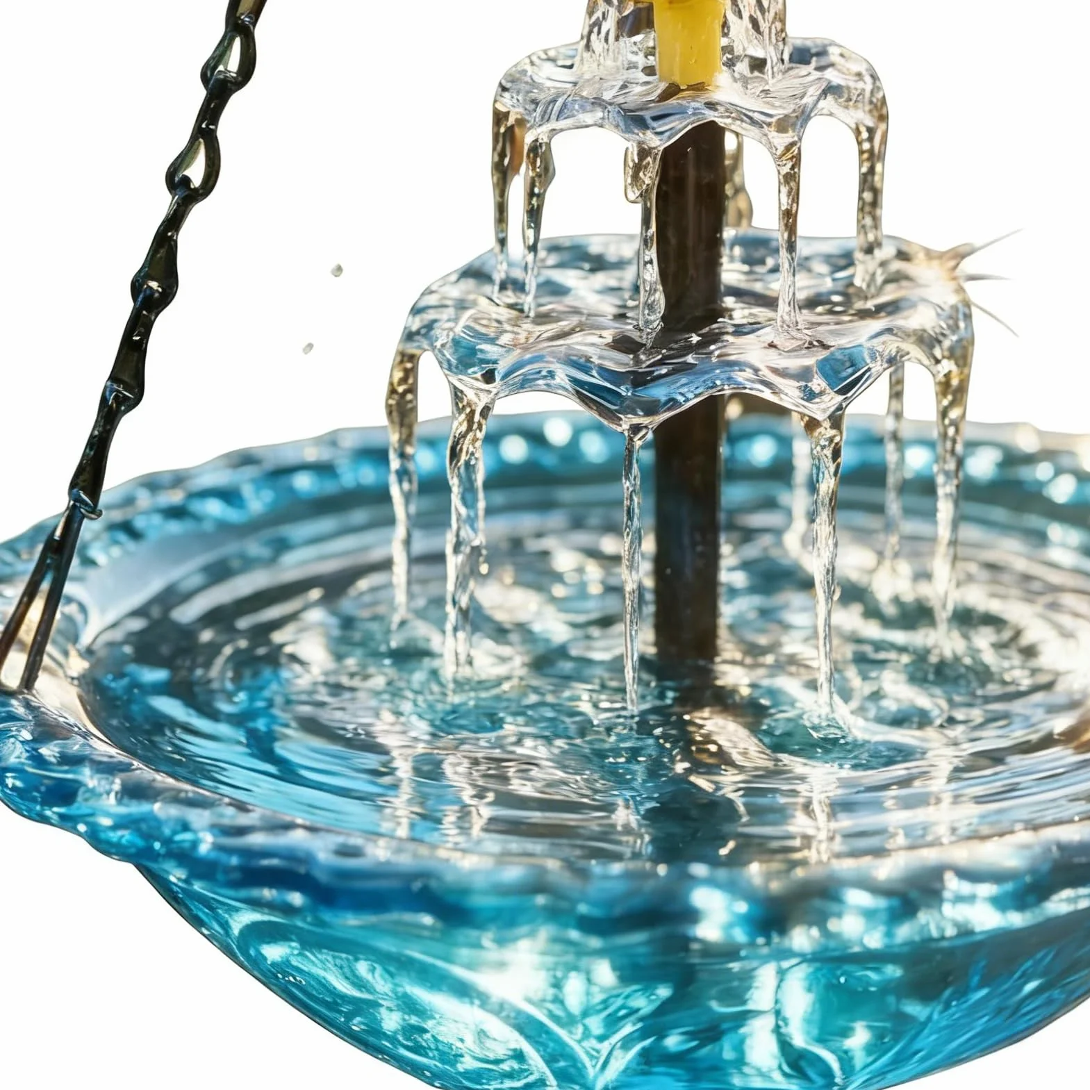 Baño para pájaros colgante 3 capas fuente solar cascada bebedero agua con energía