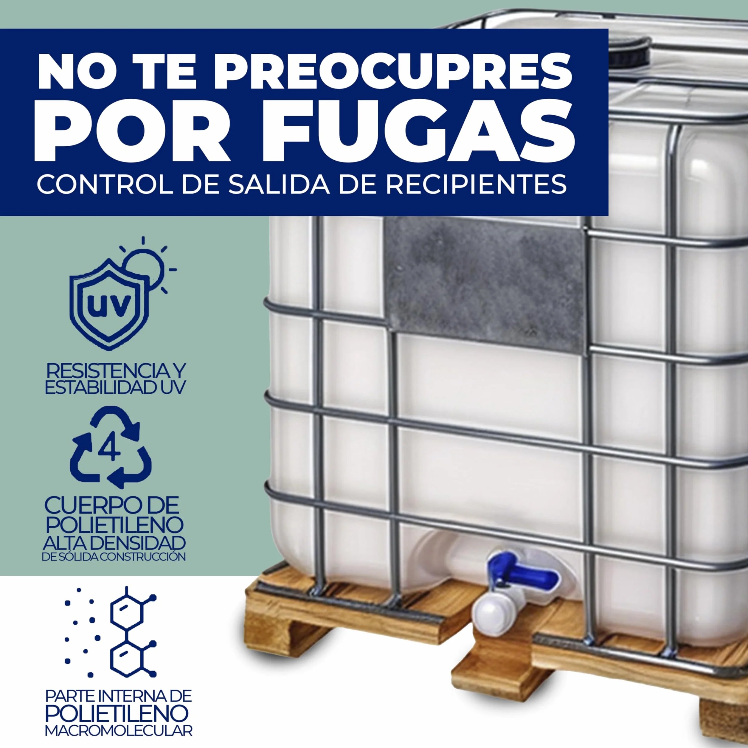 IBC-GRG Contenedor depósito 1000 litros con palet de madera