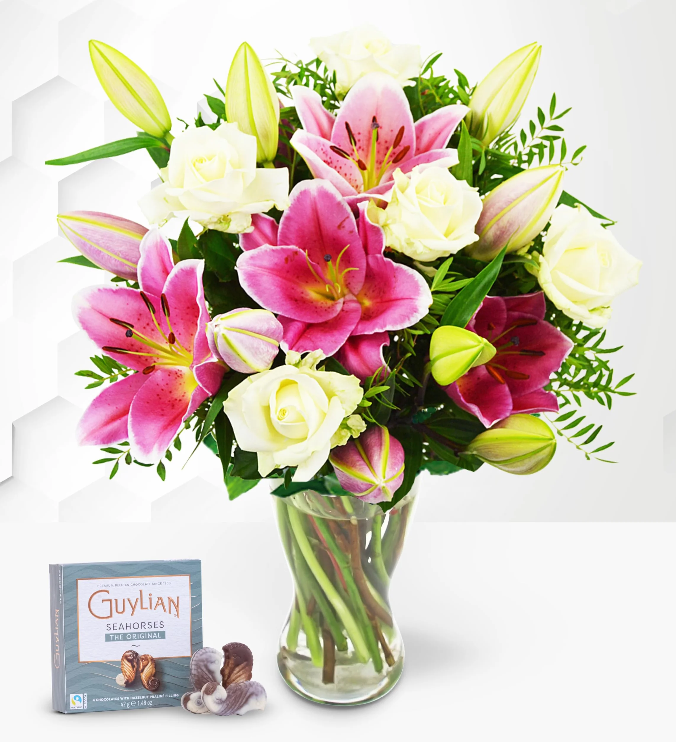 Ramo de Flores Frescas con Lirios Rosas y Chocolates - Regalo de Lujo para Cumpleaños o Día de la Madre