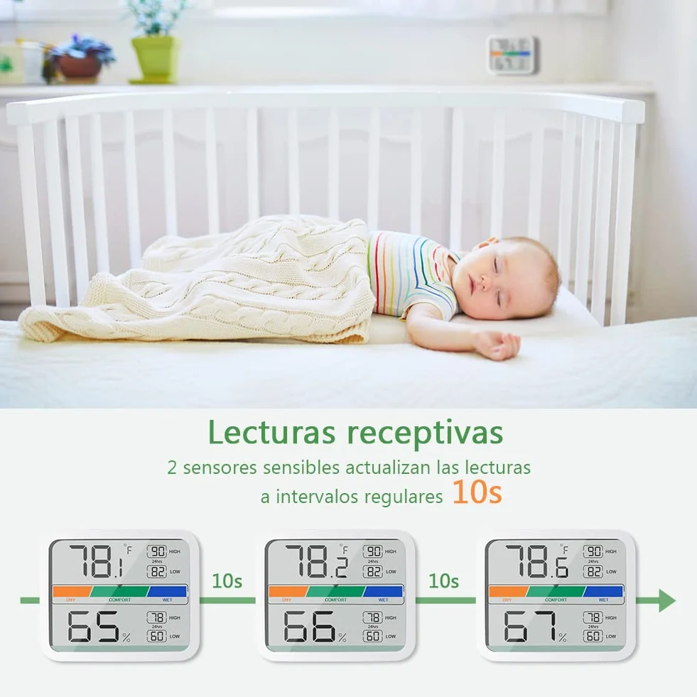 LIORQUE Termómetro Higrómetro Digital Interior Medidor Temperatura Humedad Registro Máximo Mínimo 2 Piezas