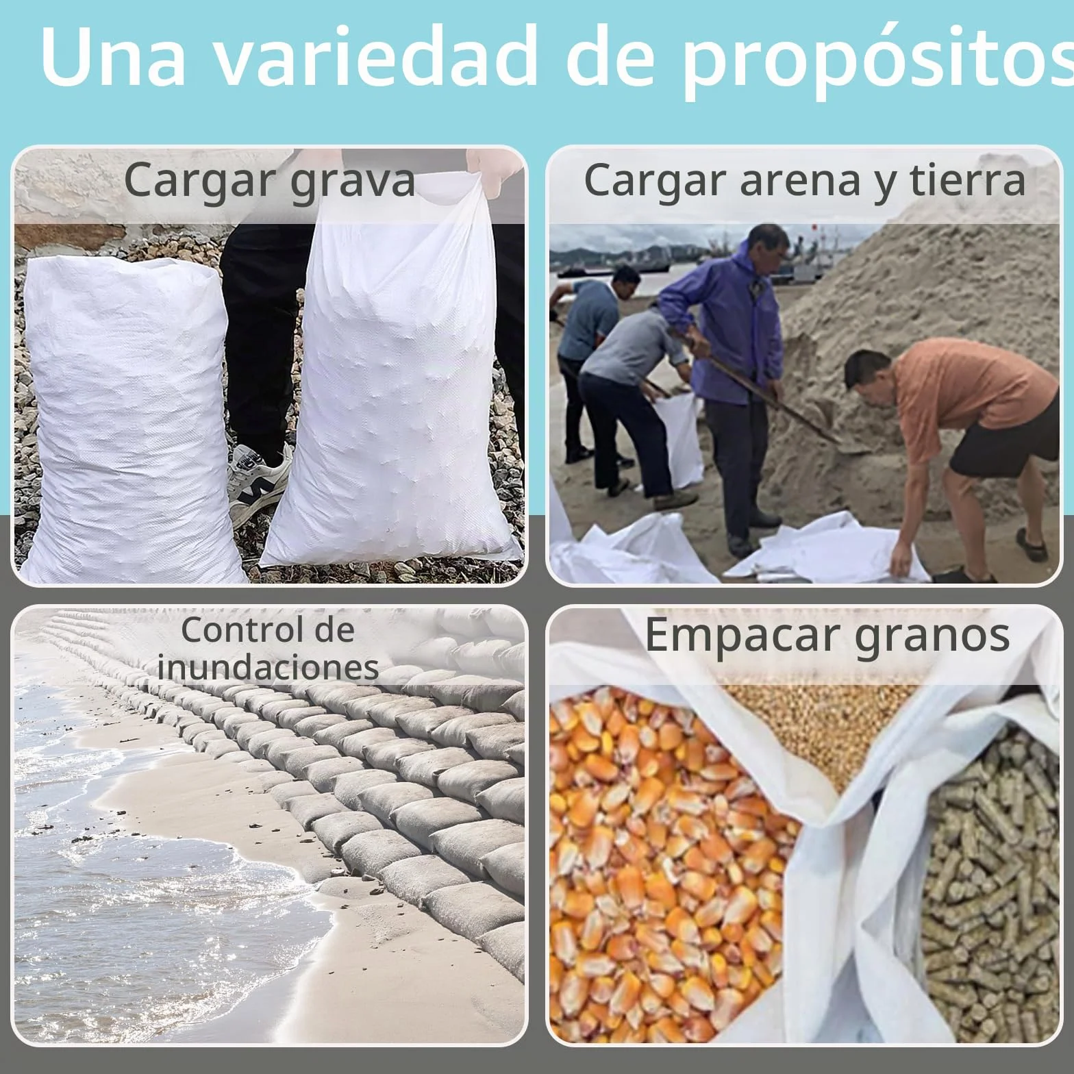 Sacos Escombros 60x100cm Rafia Blanco Bolsas Tejidas para Obras 15 Piezas