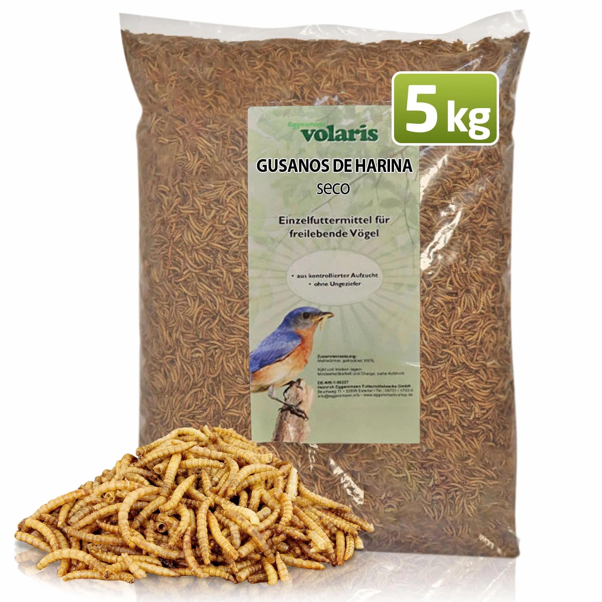 Eggersmann Volaris 5 kg Gusanos de Harina Secos Ricos en Proteínas