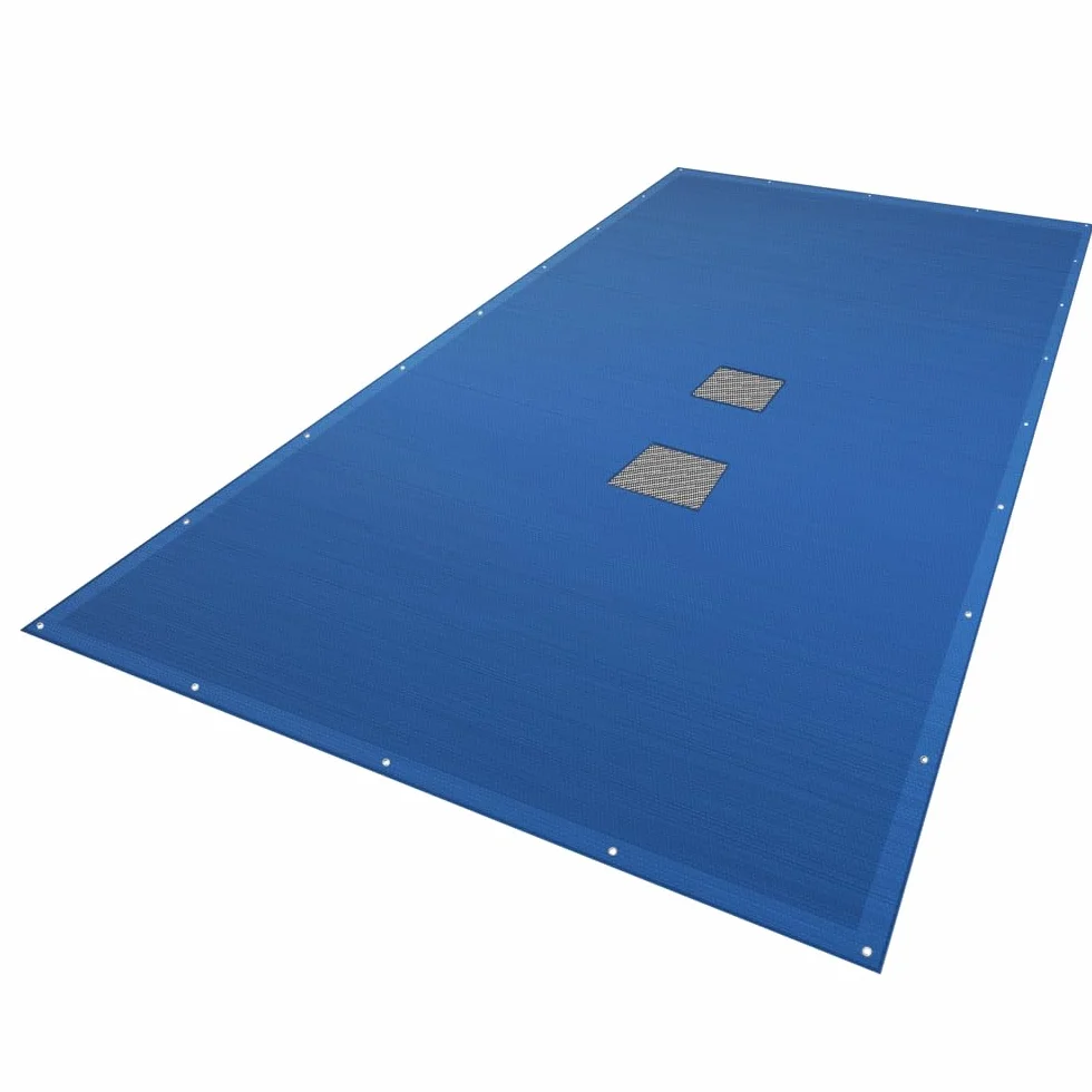 VOUNOT Lona para Piscina Rectangular 8x4 m Cubierta Protectora PE 160 g/m² Anti-UV Ojales Cada 100 cm Azul-Gris