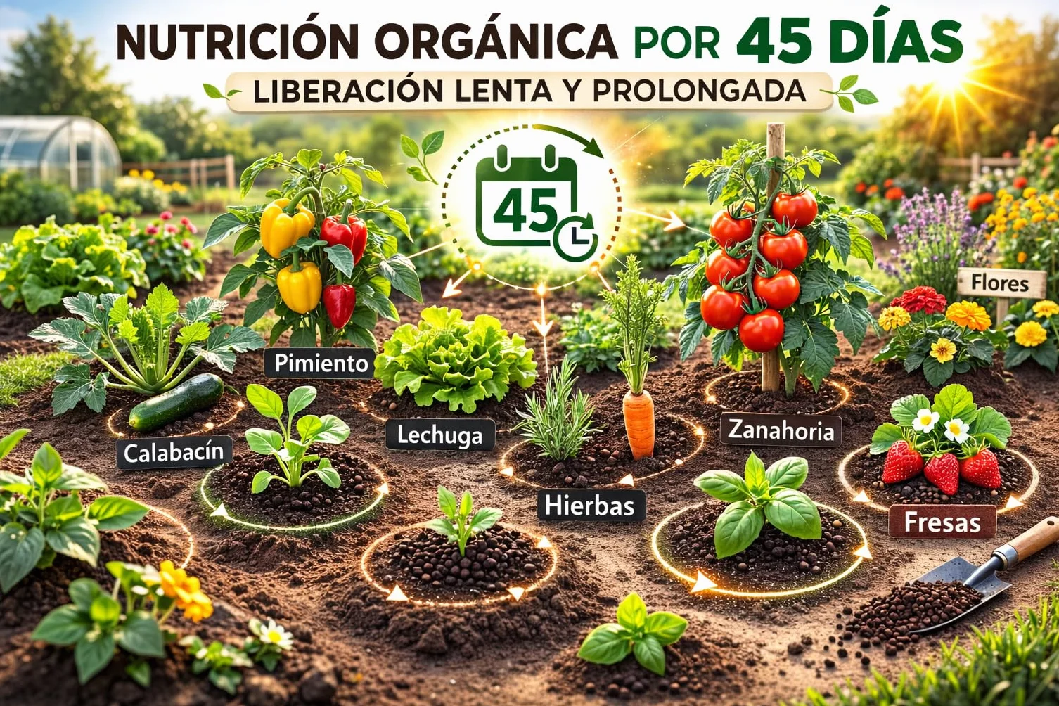 Fertigoo® Abono Orgánico 1kg Gránulos Liberación Lenta para Plantas Frutales y Huerto