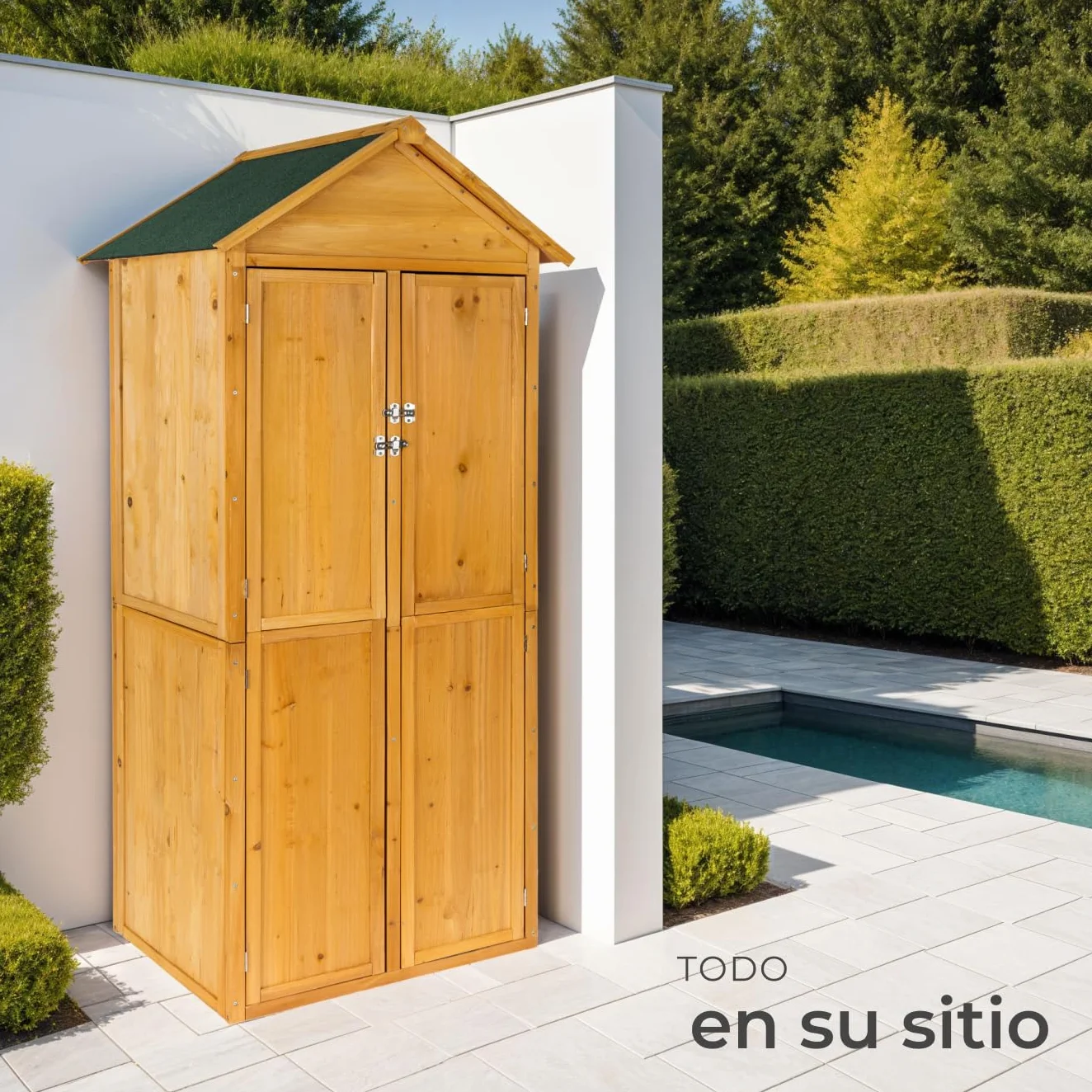 tectake Caseta Jardin Exterior Armario Herramientas con Estantes Madera