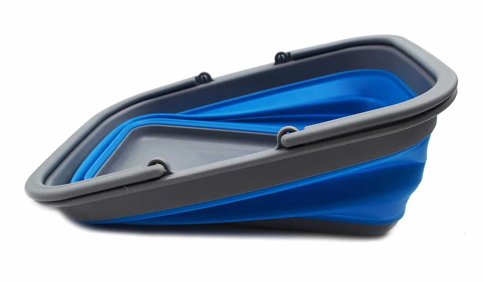 SAMMART Bañera plegable de 9.2 L con asa, cesta portátil de picnic al aire libre, bolsa de compras plegable, contenedor de almacenamiento para ahorrar espacio (negro y azul, 2)