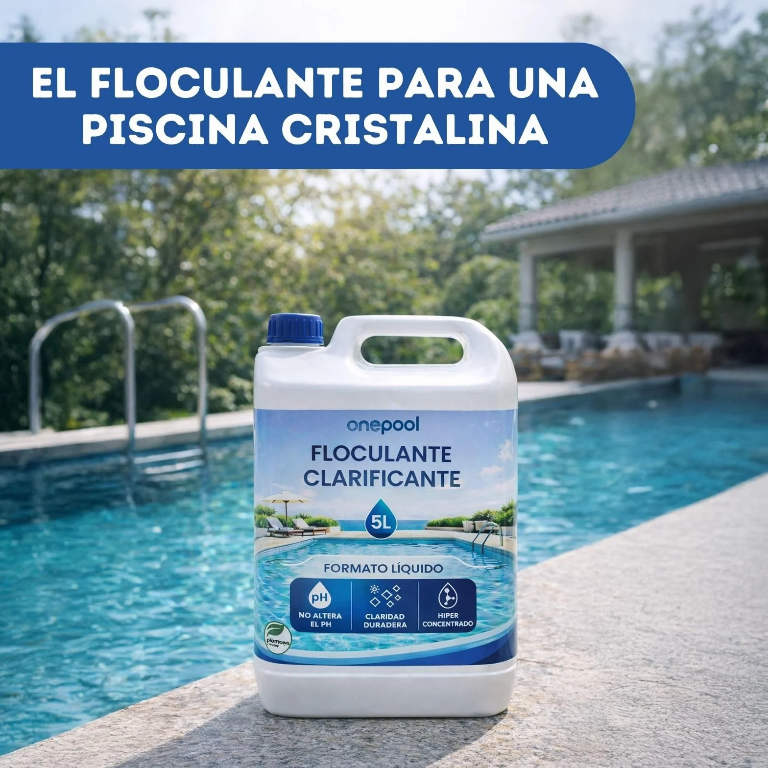 PLANTAWA Floculante Piscina Líquido 5L | Clarificador Agua Turbia