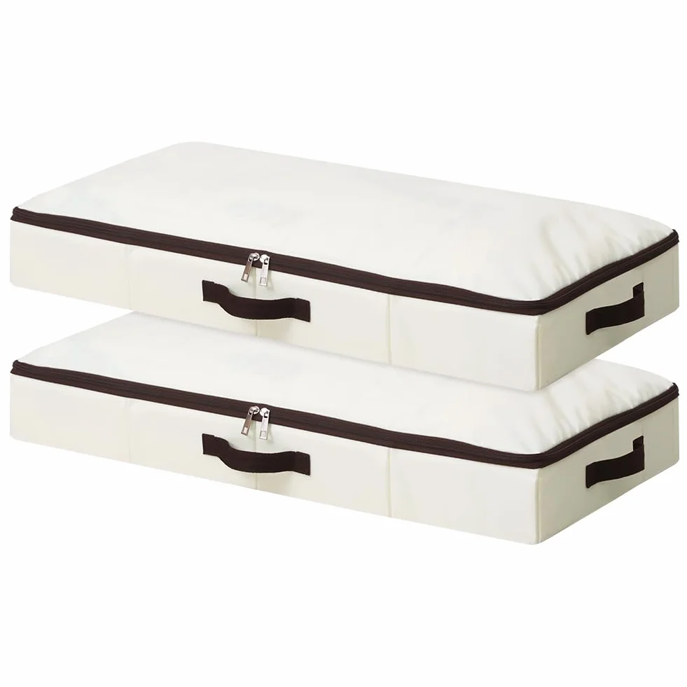 iwill CREATE PRO Cesta almacenamiento plegable debajo cama beige 2 unidades