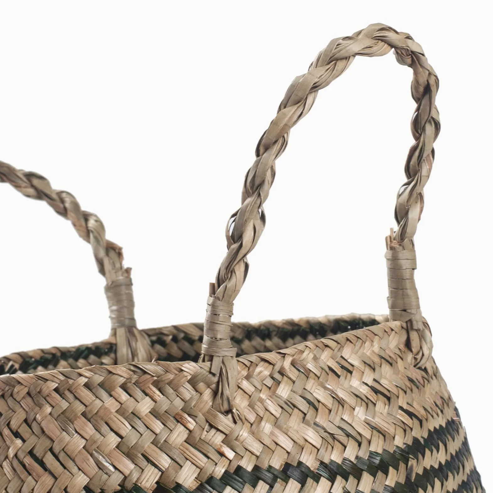 Cesta Mimbre Decoracion Naturales Cesta para Plantas Almacenaje Macetas Seagrass (Raya Negra)