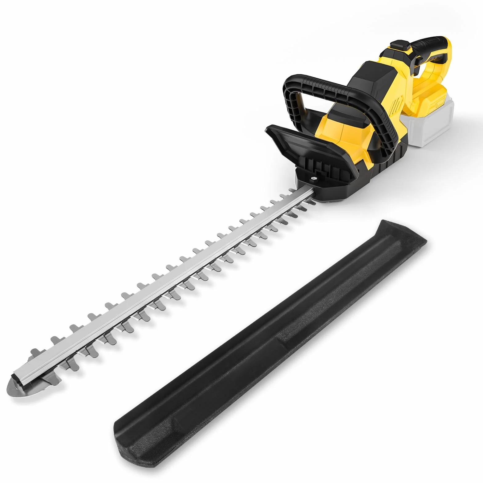 Podadora de setos inalámbrica de 52 cm Compatible con batería Dewalt 20V, Cortasetos eléctrico portátil 21V Motor sin escobillas Cabezal Giratorio de 3000 RPM y 180° Cuchilla de 2/3'' (sin batería)