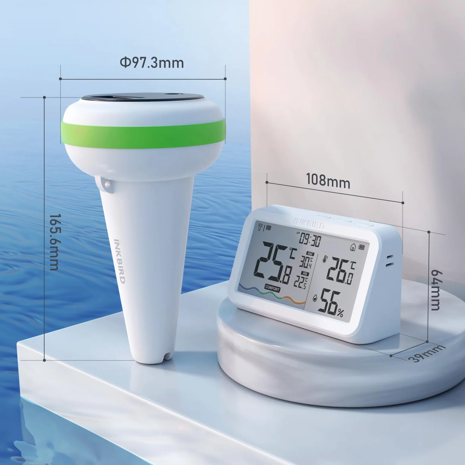 Inkbird Termómetro Piscina Solar Flotante IP68 Monitor Temperatura Piscina Spa Estanque