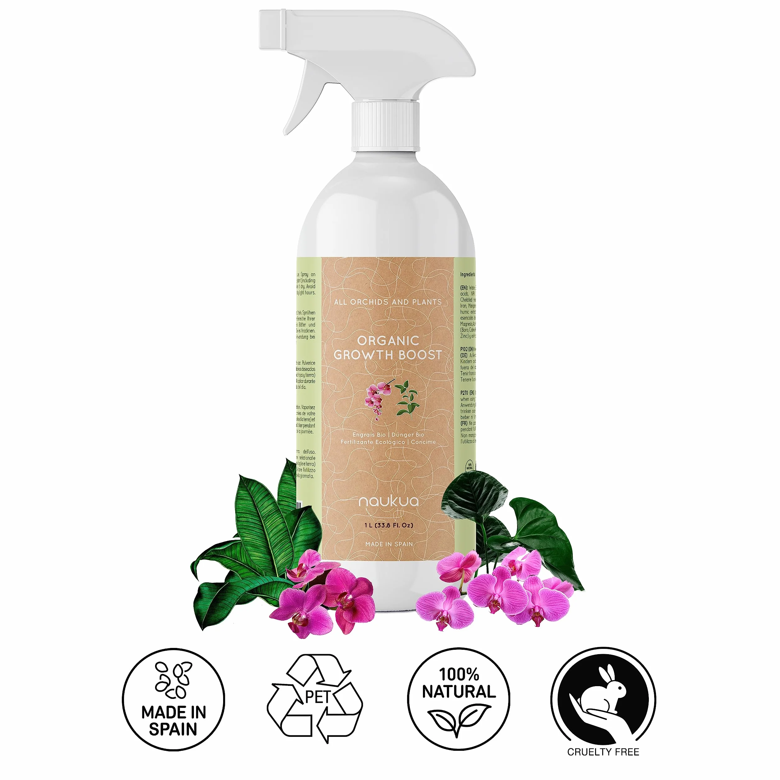 Abono Líquido Orgánico para Orquídeas 1L - Bioestimulante Floración y Crecimiento - Spray Listo Usar