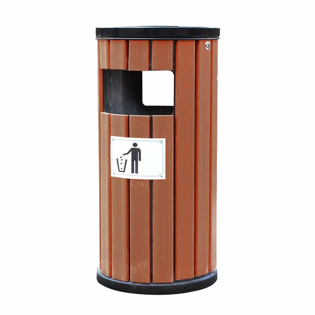 KLUFO Contenedor de basura de madera al aire libre cilíndrico