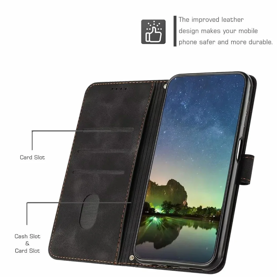 Funda tipo cartera para Xiaomi Redmi Note 12 5G, magnética de piel sintética con ranuras para tarjetas, bloqueo RFID