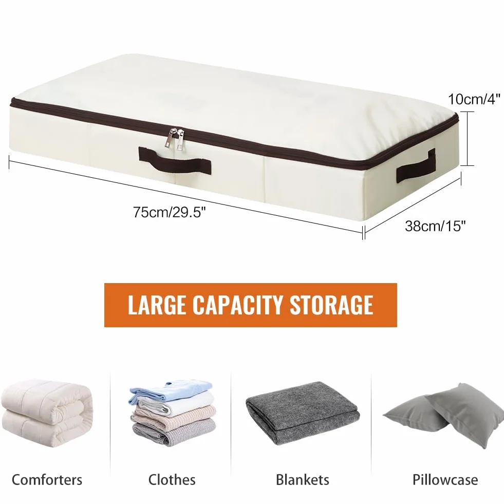 iwill CREATE PRO Cesta almacenamiento plegable debajo cama beige 2 unidades