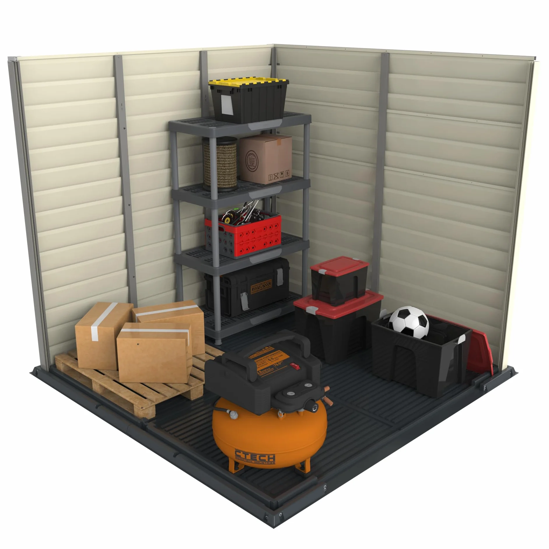STOREMAX PLUS 7X7 Duramax caseta cobertizo jardín resina PVC gris antracita 2.1x2.1x2.3m suelo