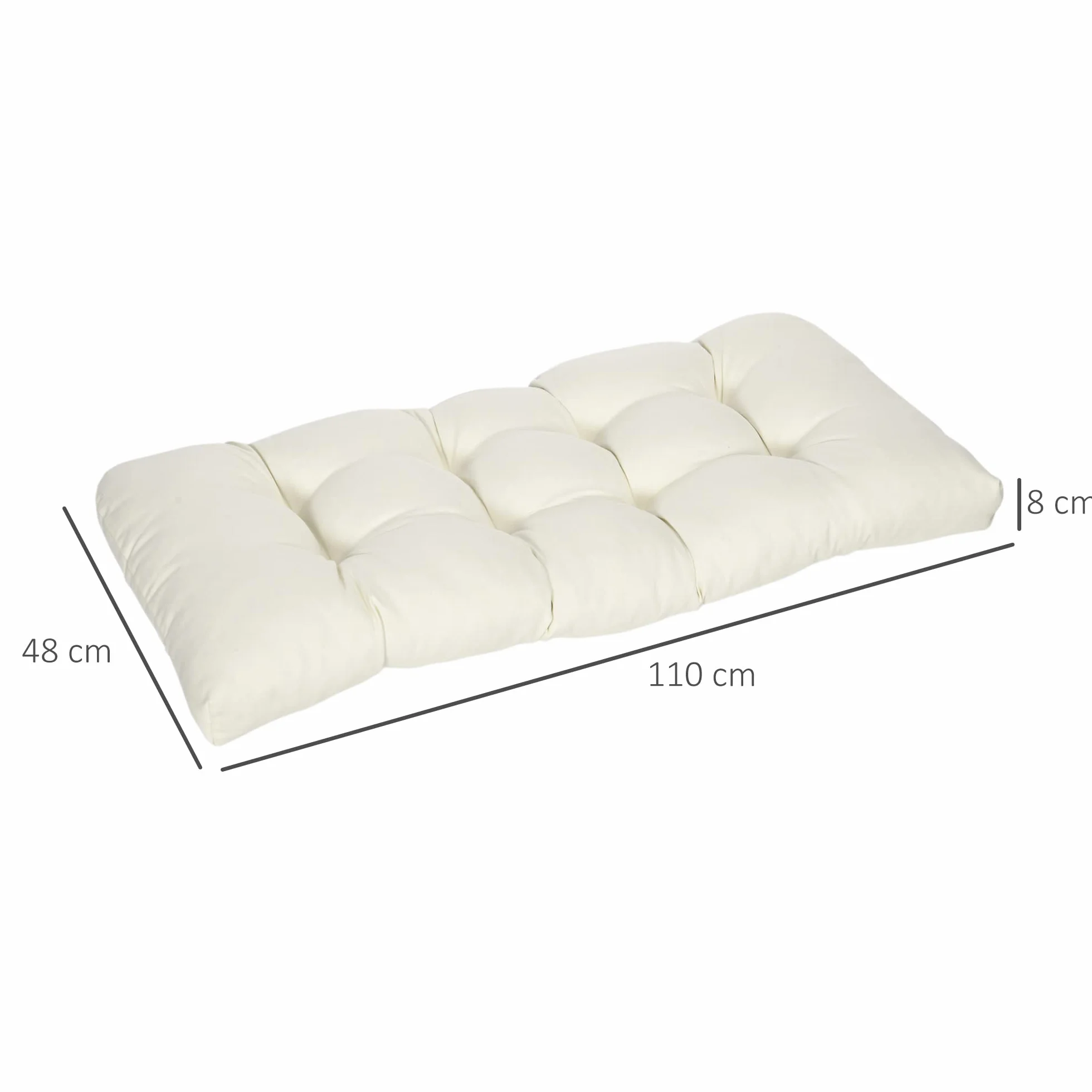 Outsunny Cojín para Banco de 2 Plazas 110x48x8 cm Lavable Crema