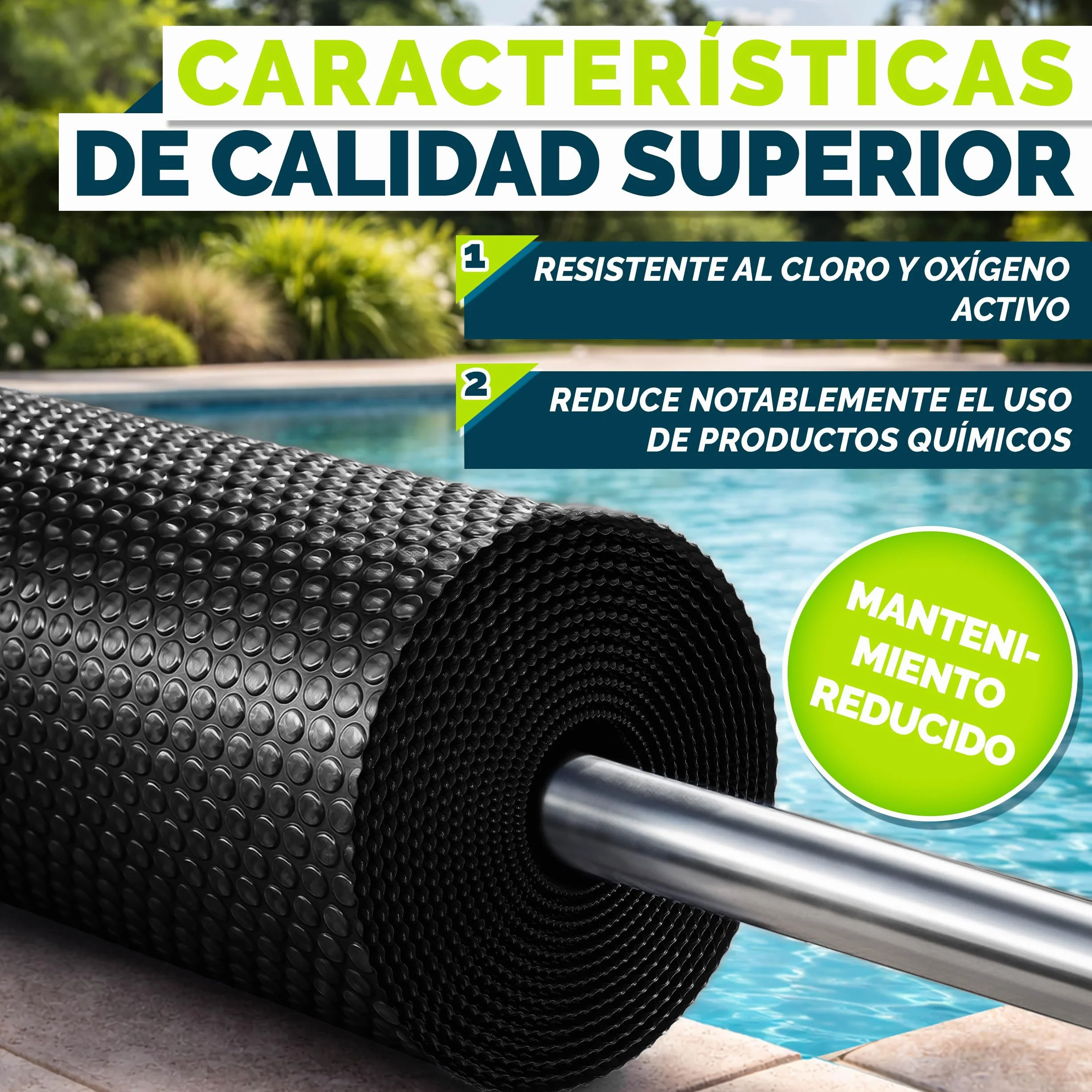 Tillvex Lona Solar para Piscina 400 µm Rectangular 450 x 220 cm Cubierta Solar Térmica