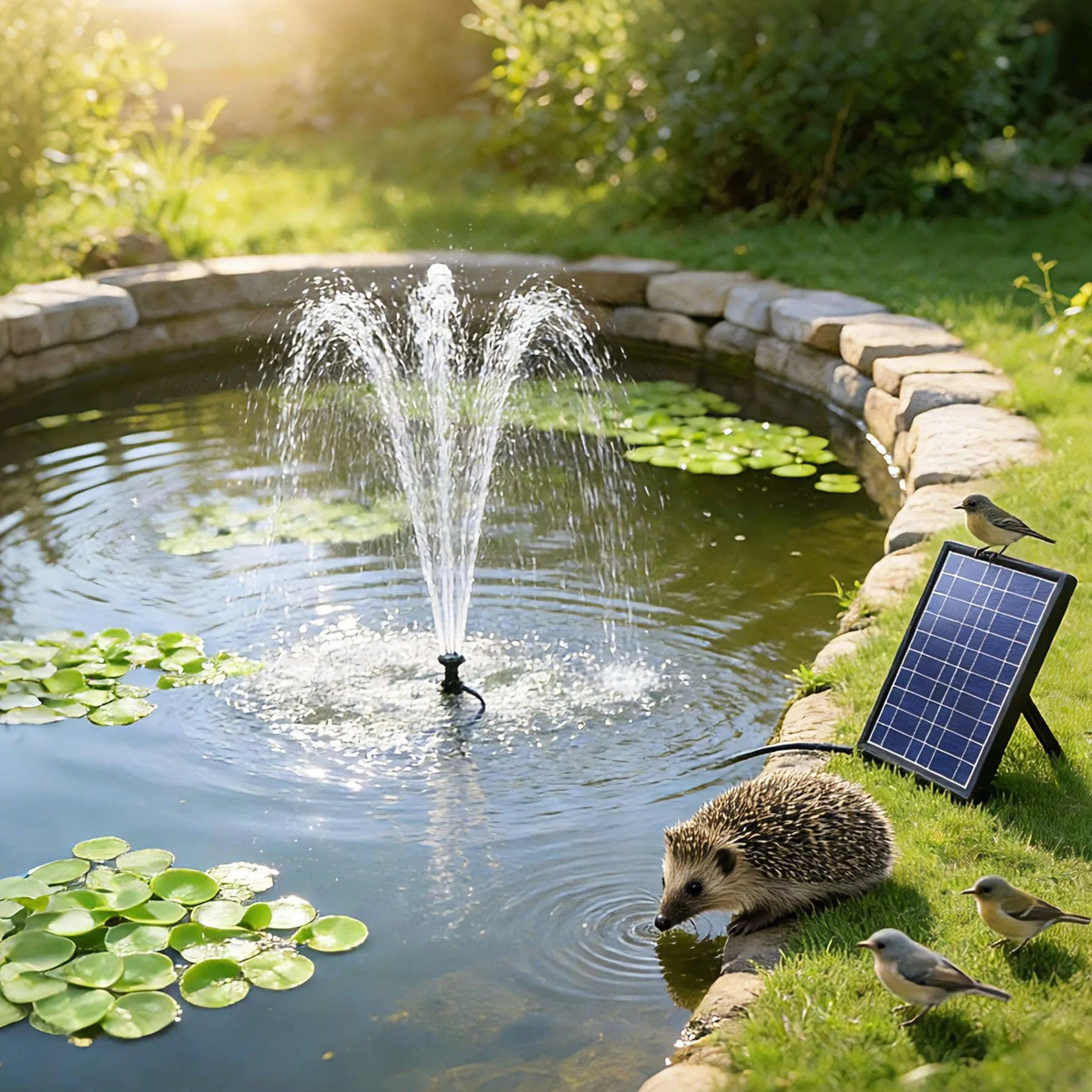 Biling Bomba de agua solar 7.5W 3600mAh 300l/h con tubería 1.5m 10 estilos
