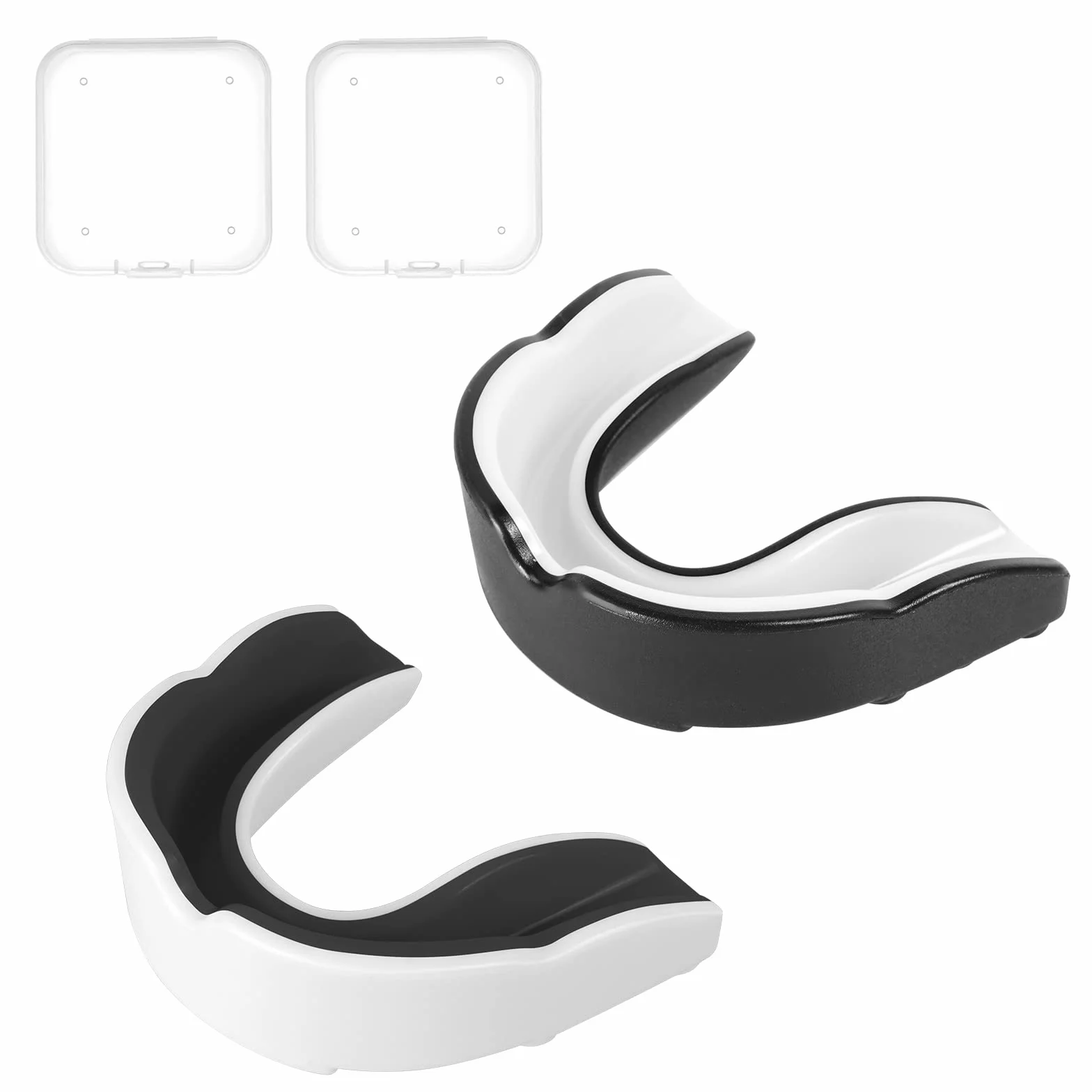 Flintronic Protector Bucal Deportivo Adultos para MMA Boxeo Kickboxing Hockey Fútbol Negro Blanco