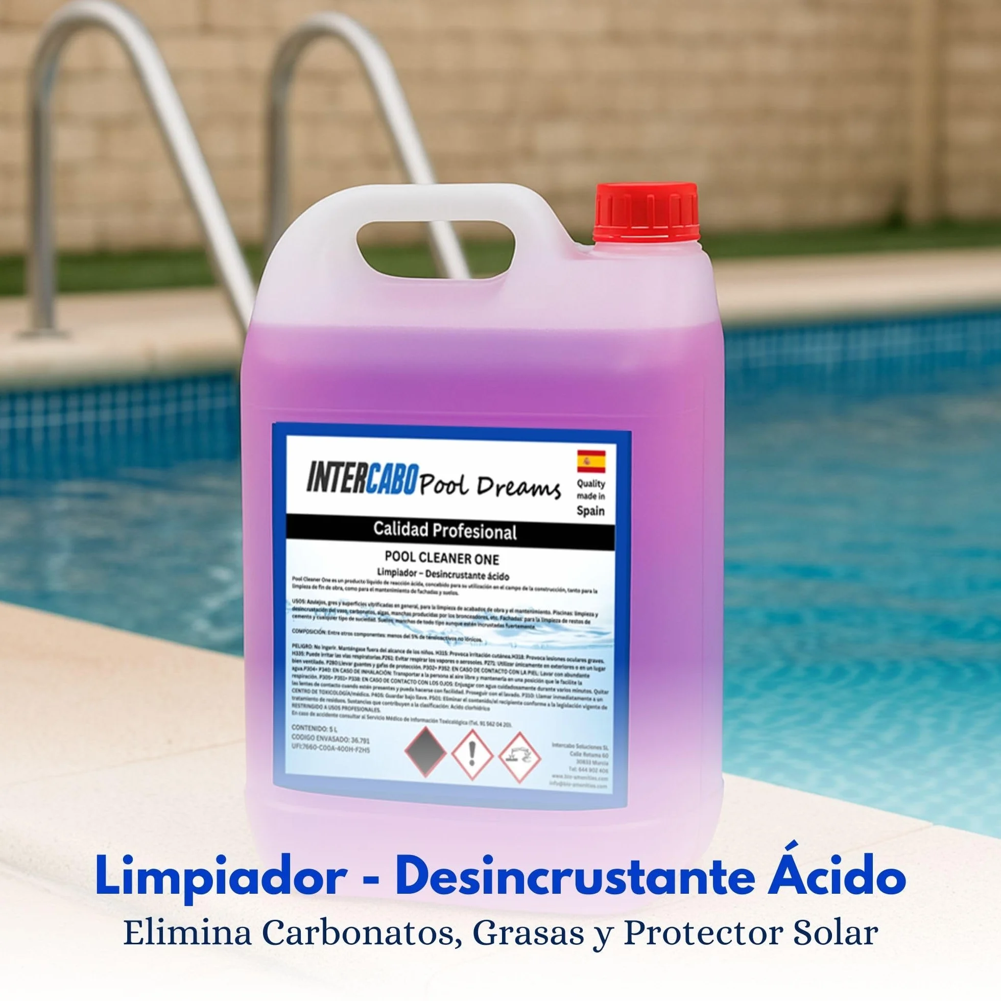 Limpiador Ácido Desincrustante Piscinas 5L – Quitacementos, Elimina Carbonatos y Grasas