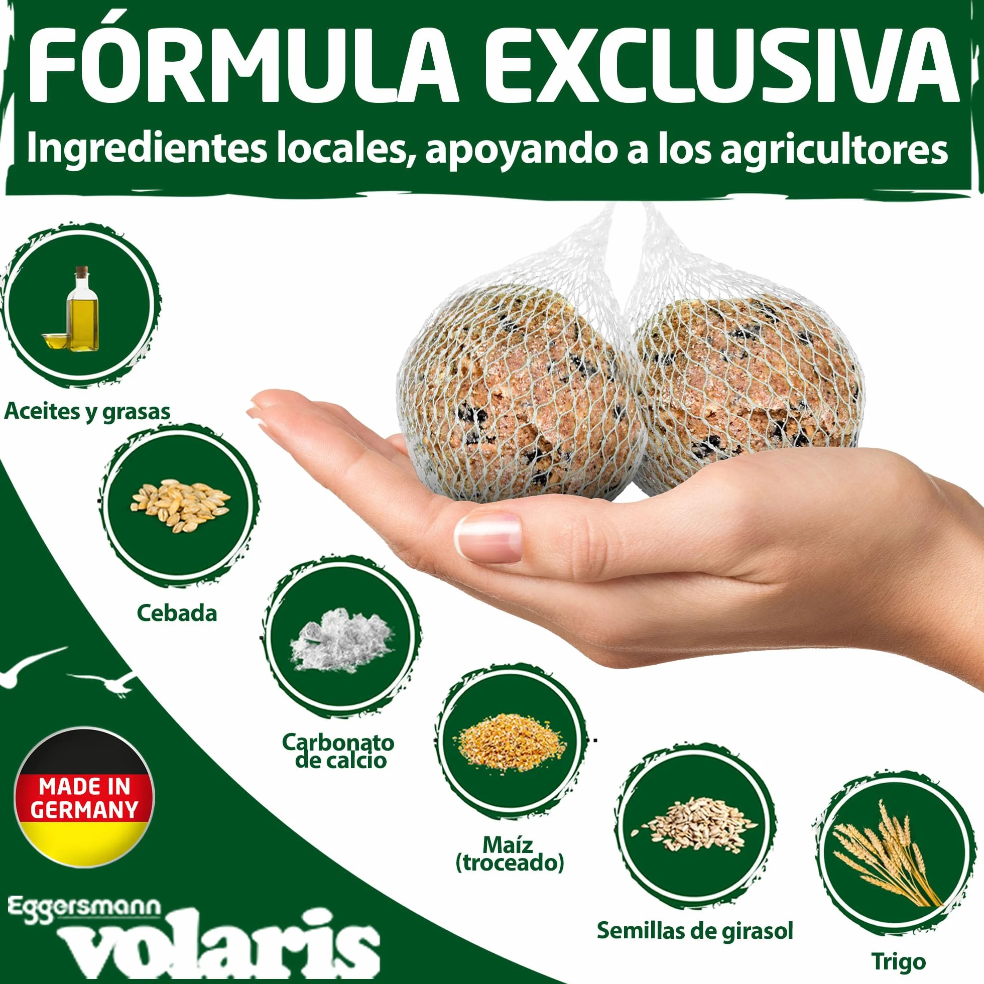 Eggersmann Volaris Meisenknödel con red 200 piezas 18 kg Alimento para pájaros silvestres