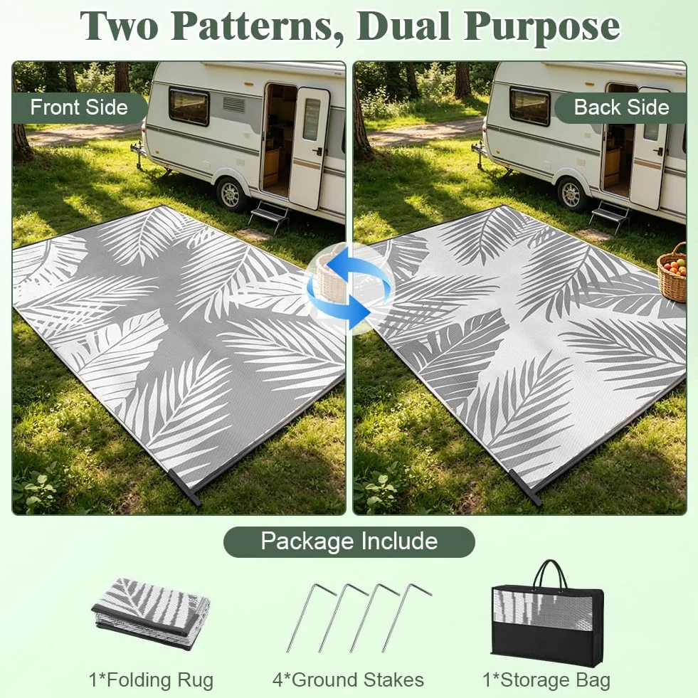 Alfombra Exterior Impermeable Reversible para Patio 150x240 cm AUAUY