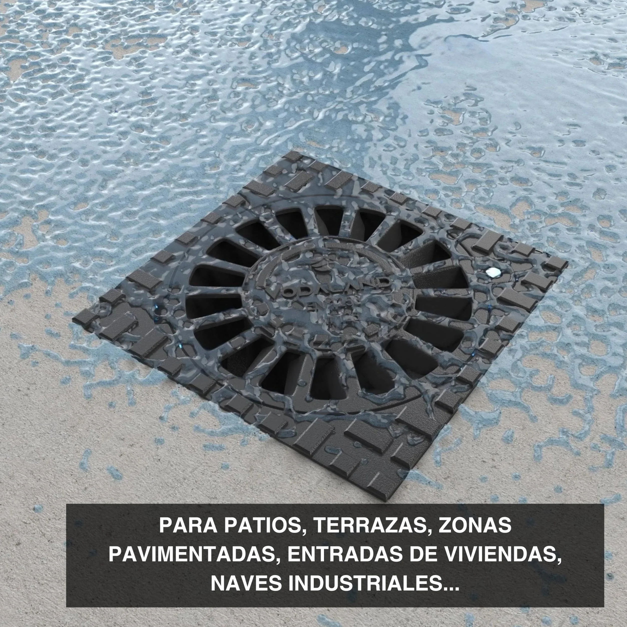 Vodaland Sumidero Sifónico de Fundición Dúctil Clase Carga M125 Drenaje Exterior 250x250mm Ø110