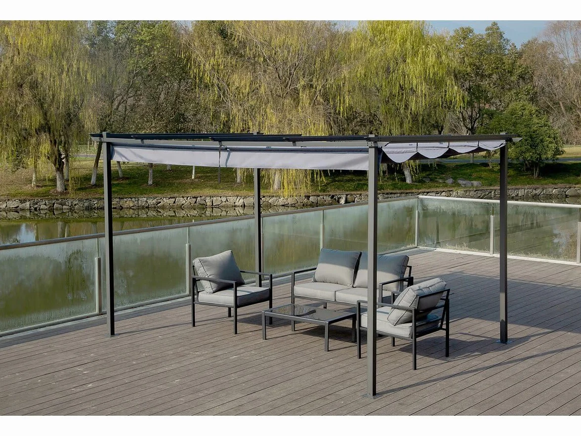 Habitat et Jardin Pérgola de Aluminio con Techo retráctil - 3 x 4 m - Antracita