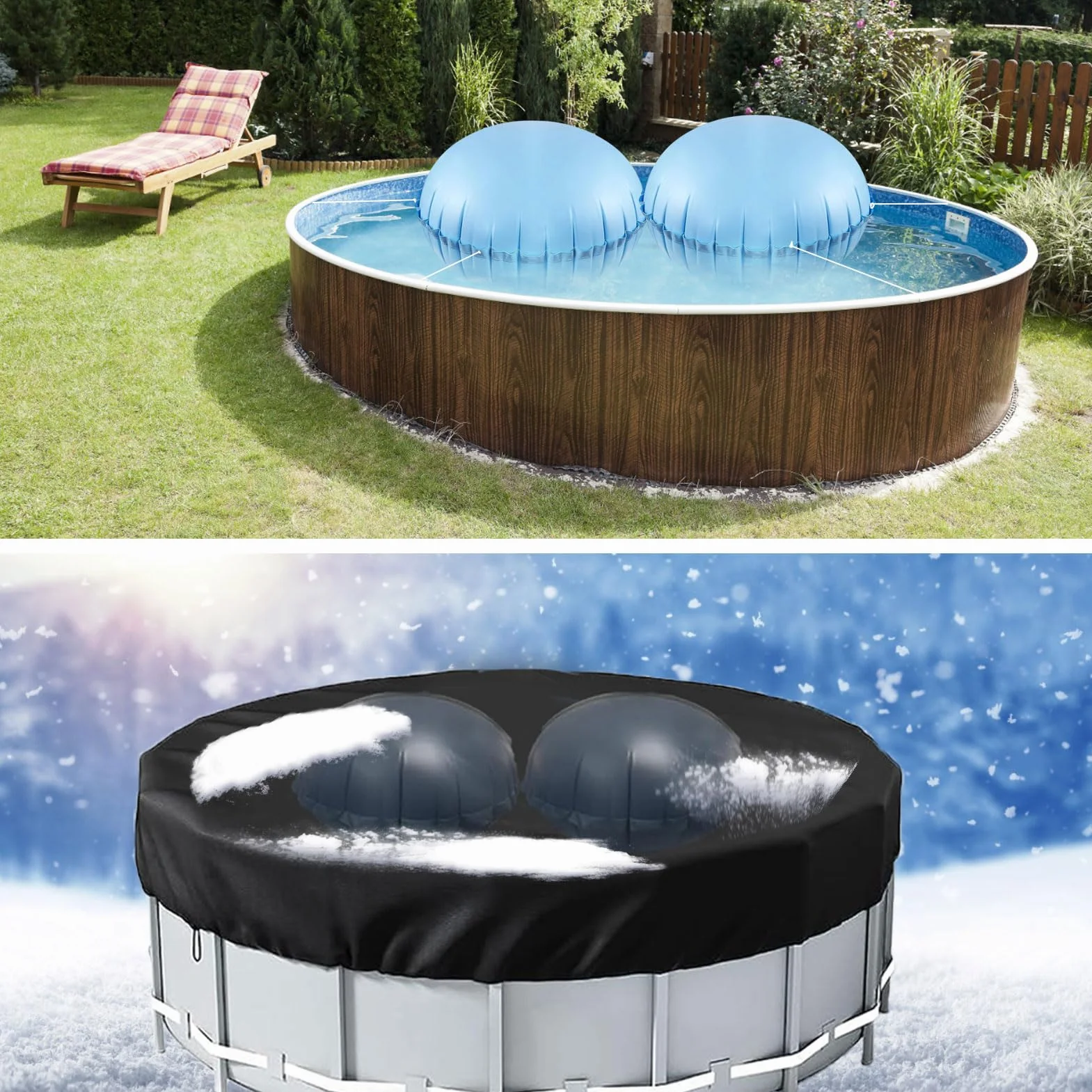 Cojín de piscina para invierno, 2 unidades, 48 x 48 pulgadas, almohada inflable
