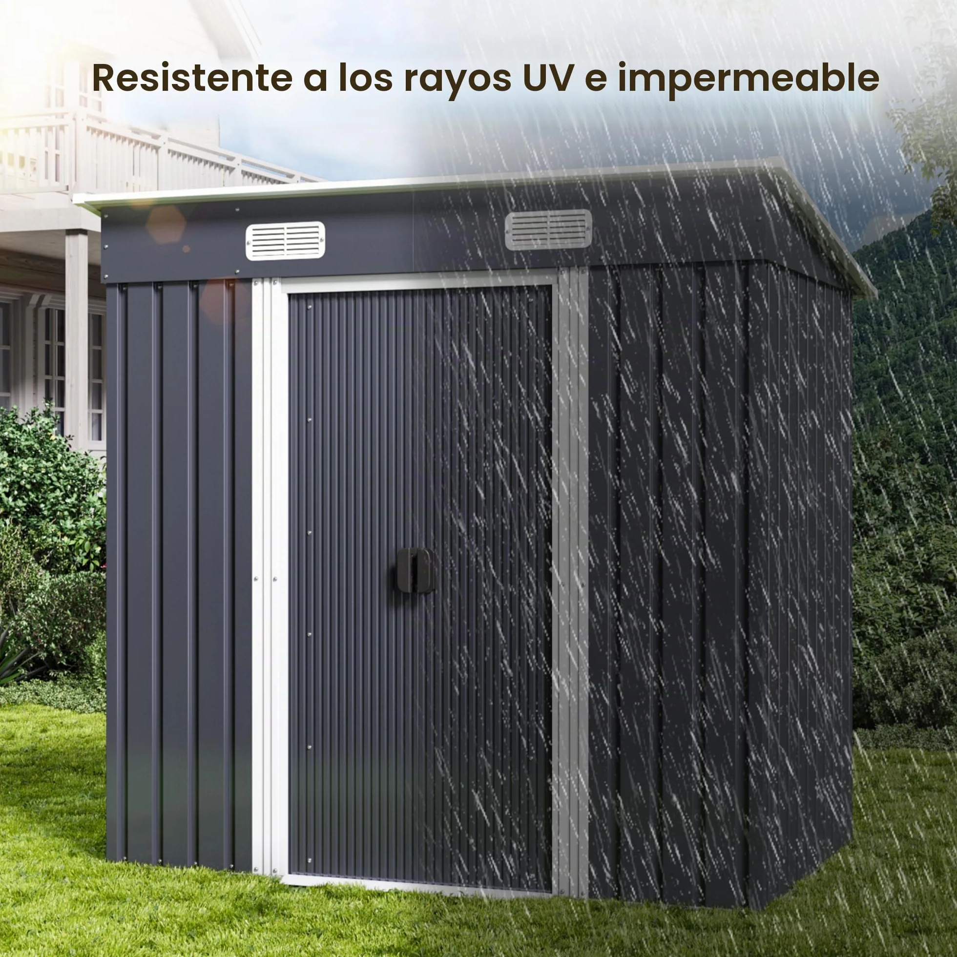 Xbro Caseta Jardín Exterior Metálico 183x109x182 cm con Ventilación Gris
