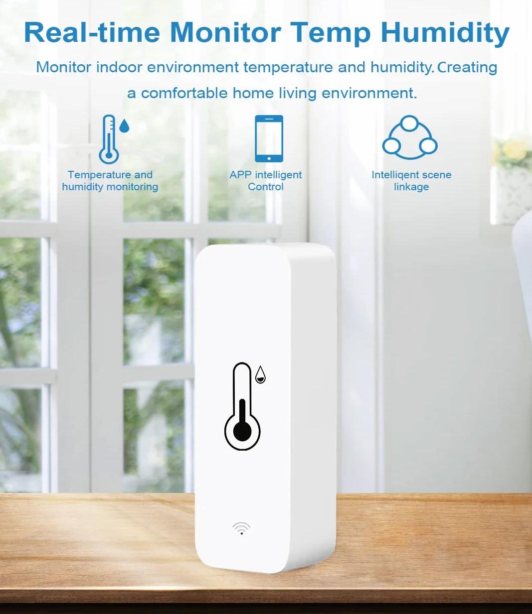 Digital Higrómetro Termómetro WiFi Inteligente, Medidor Temperatura Humedad Control Remoto Compatible Alexa Google Home
