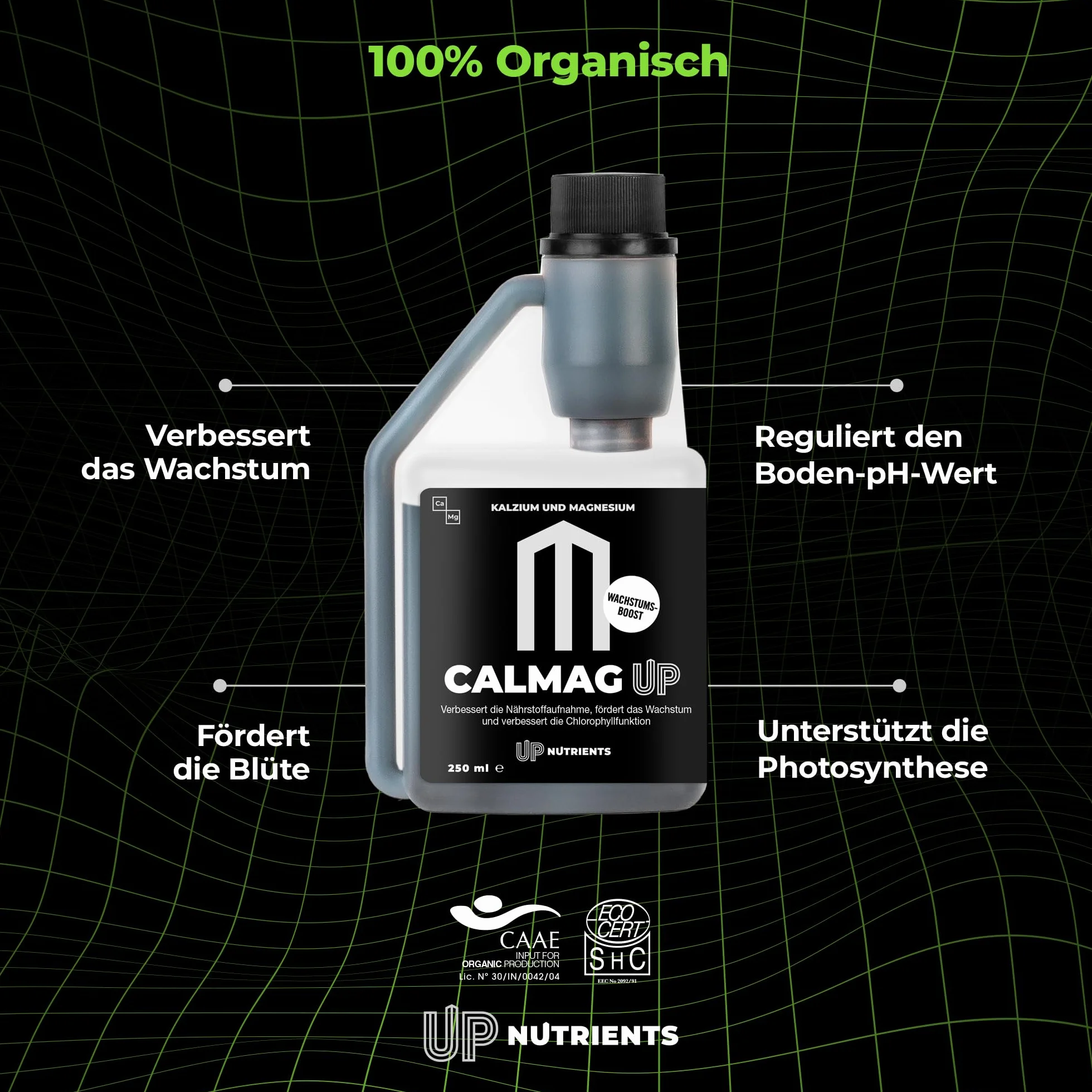 UP NUTRIENTS Calcio y Magnesio CALMAG UP 250 ML Fertilizante Orgánico para Plantas y Cultivos