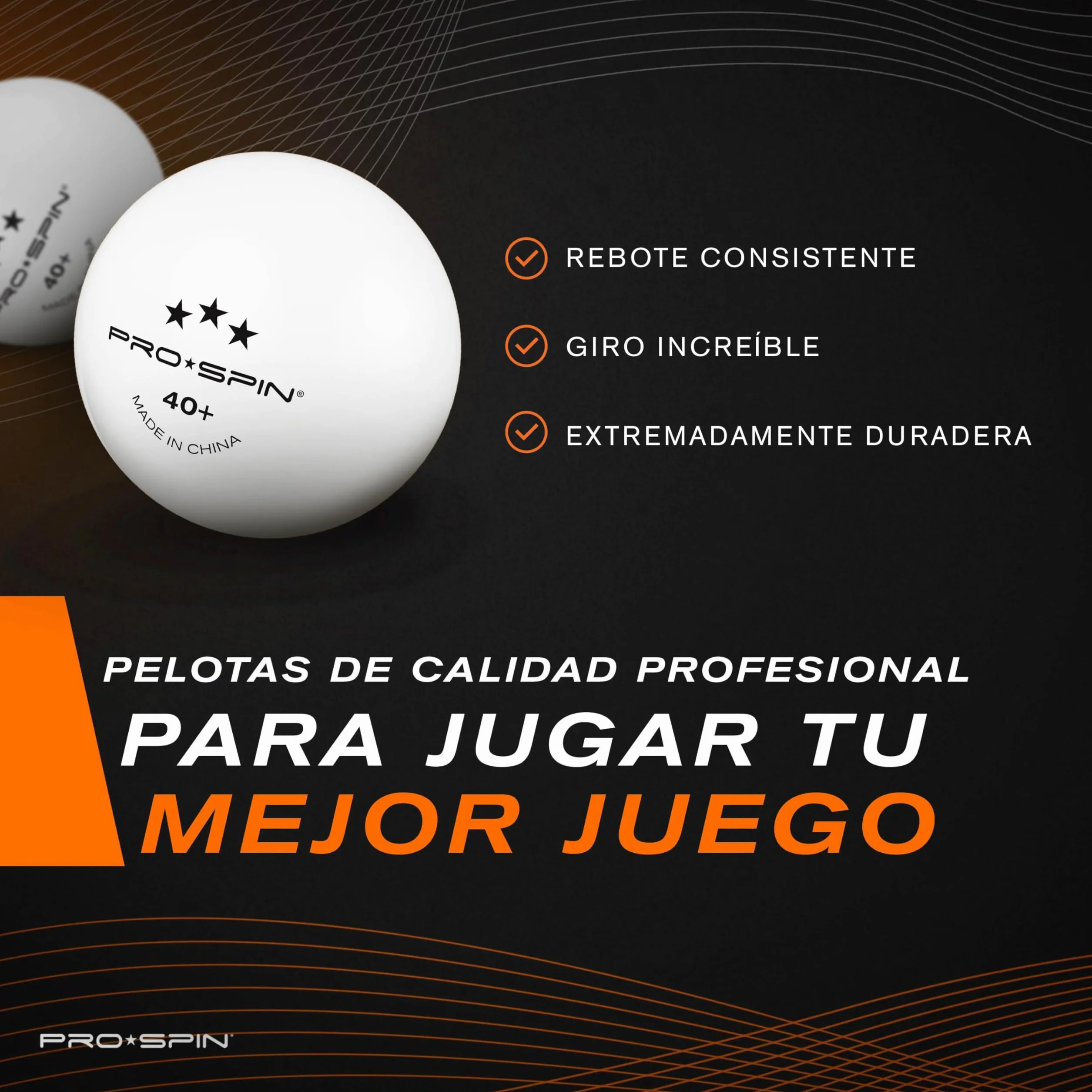 PRO-SPIN Palas de Ping Pong Set Raquetas Tennis Mesa Premium Pelotas 3 Estrellas Estuche Compacto