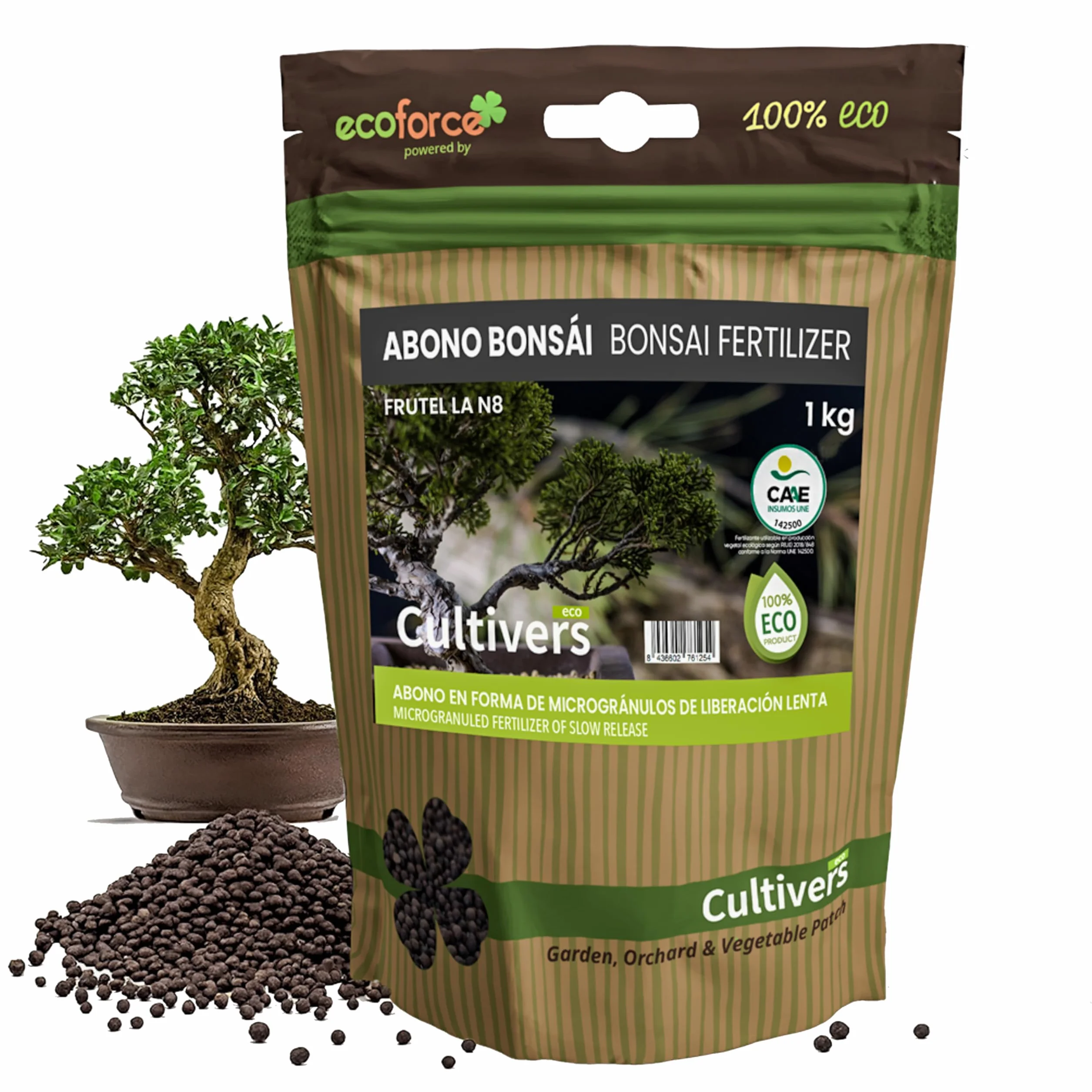 CULTIVERS Abono Bonsái Ecológico 1 kg Fertilizante granulado NPK 8-1-5 Liberación Lenta