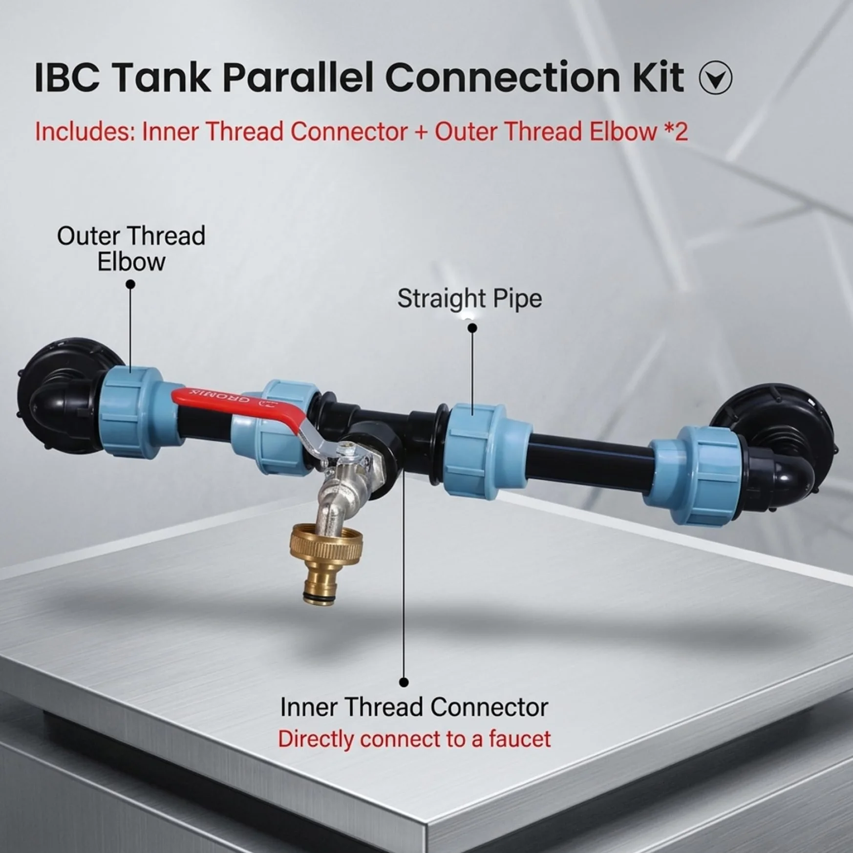 Kit de conexión IBC para barril de lluvia, espiga de latón niquelado con manguera y accesorios PE, conector resistente a fugas