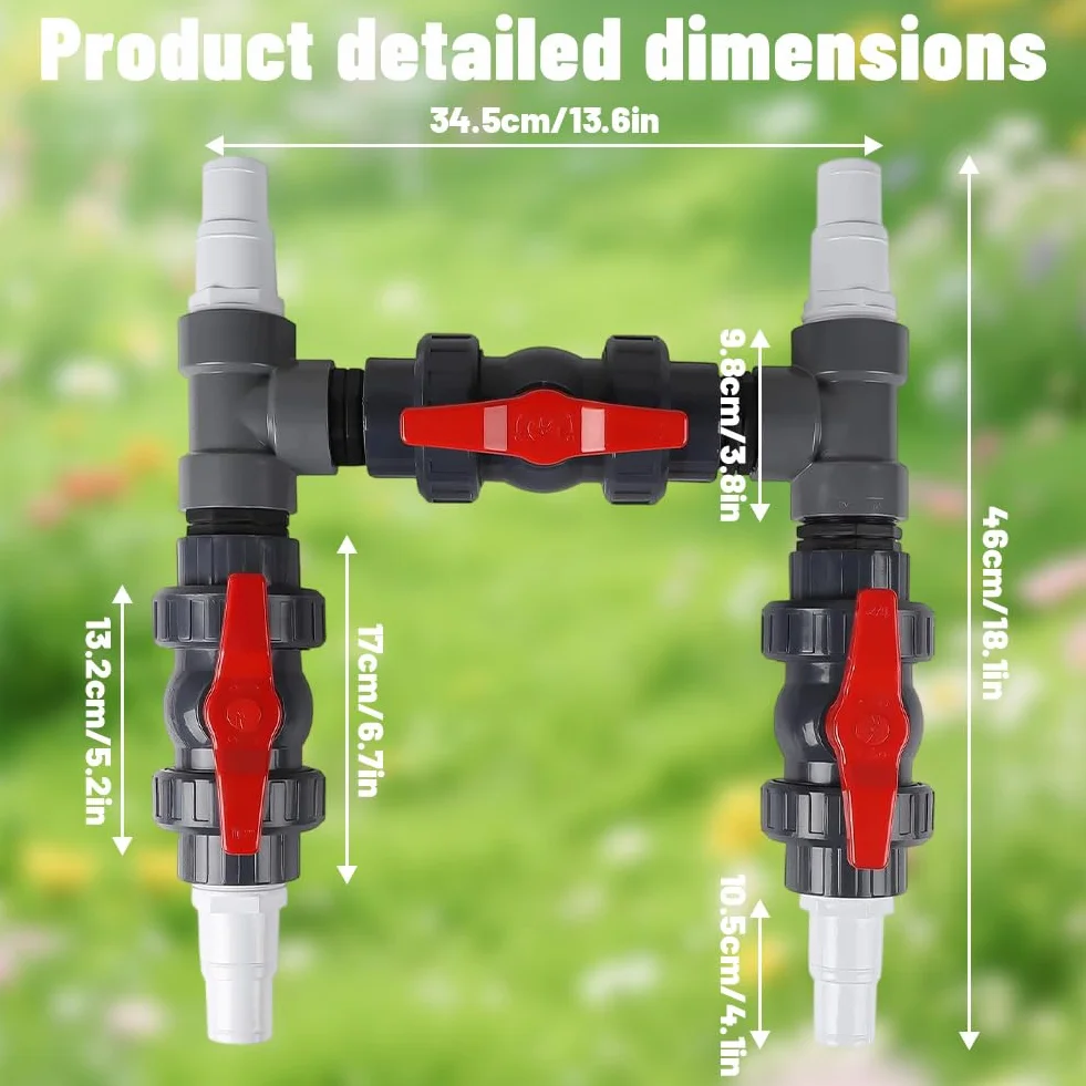 Bomba de calor Pool Bypass Set Ø 50 mm Kit de conexión para calefacción de piscina 32 mm 38 mm