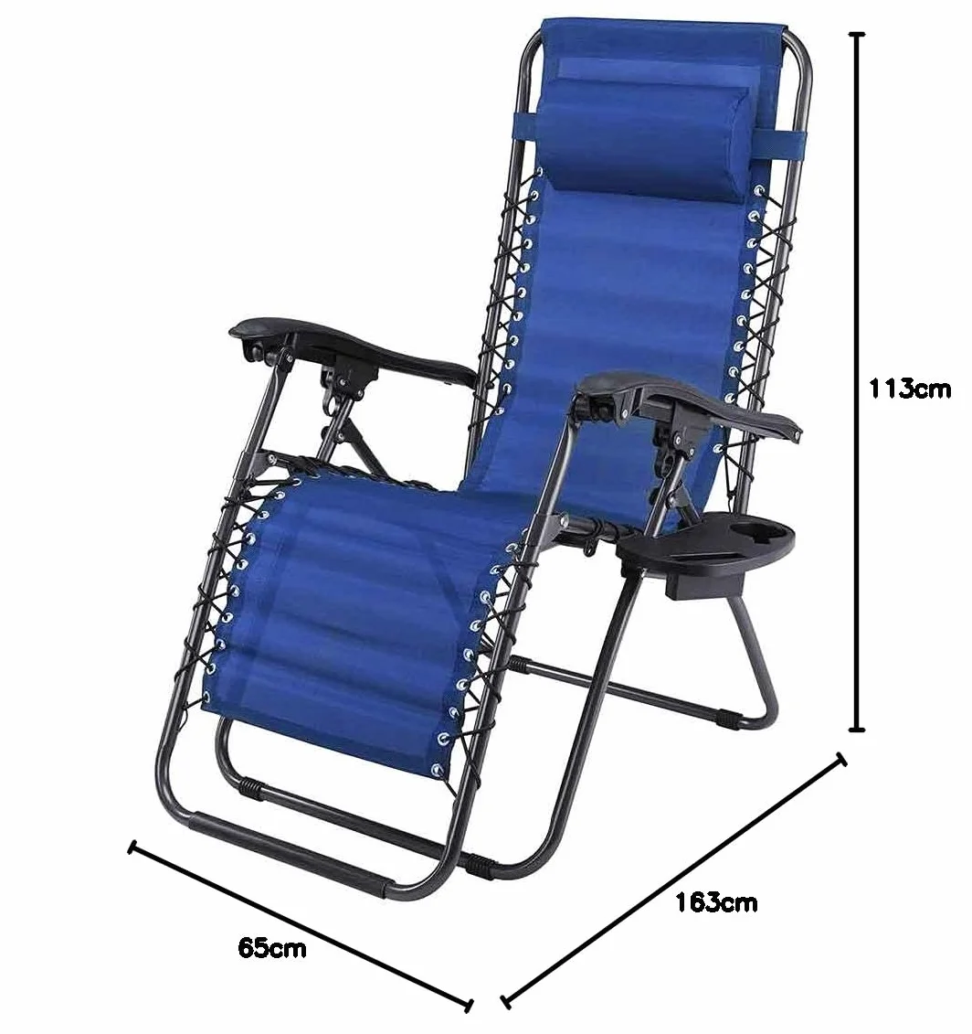 BAKAJI Silla de Gravedad Cero, Tumbona de jardín, sillón Relax Plegable, Ahorra Espacio con Bandeja Tubular de Acero de 22 mm, reclinable, Tejido de textilene Transpirable, terraza, Piscina Exterior