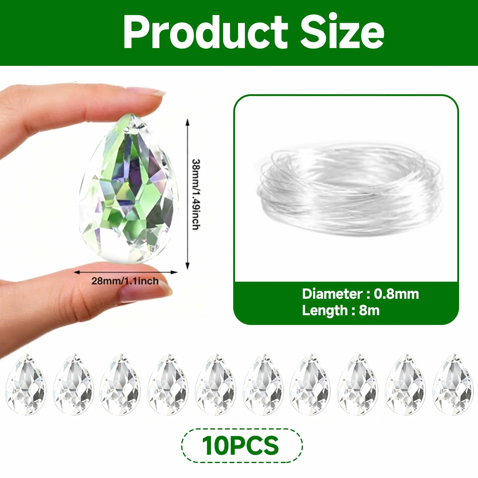 Atrapasol Cristal Prisma Bola Cristal 30 mm Colgar Vidrio Transparente Decoración Ventana Boda Jardín Hogar Lámpara DIY 10 Piezas