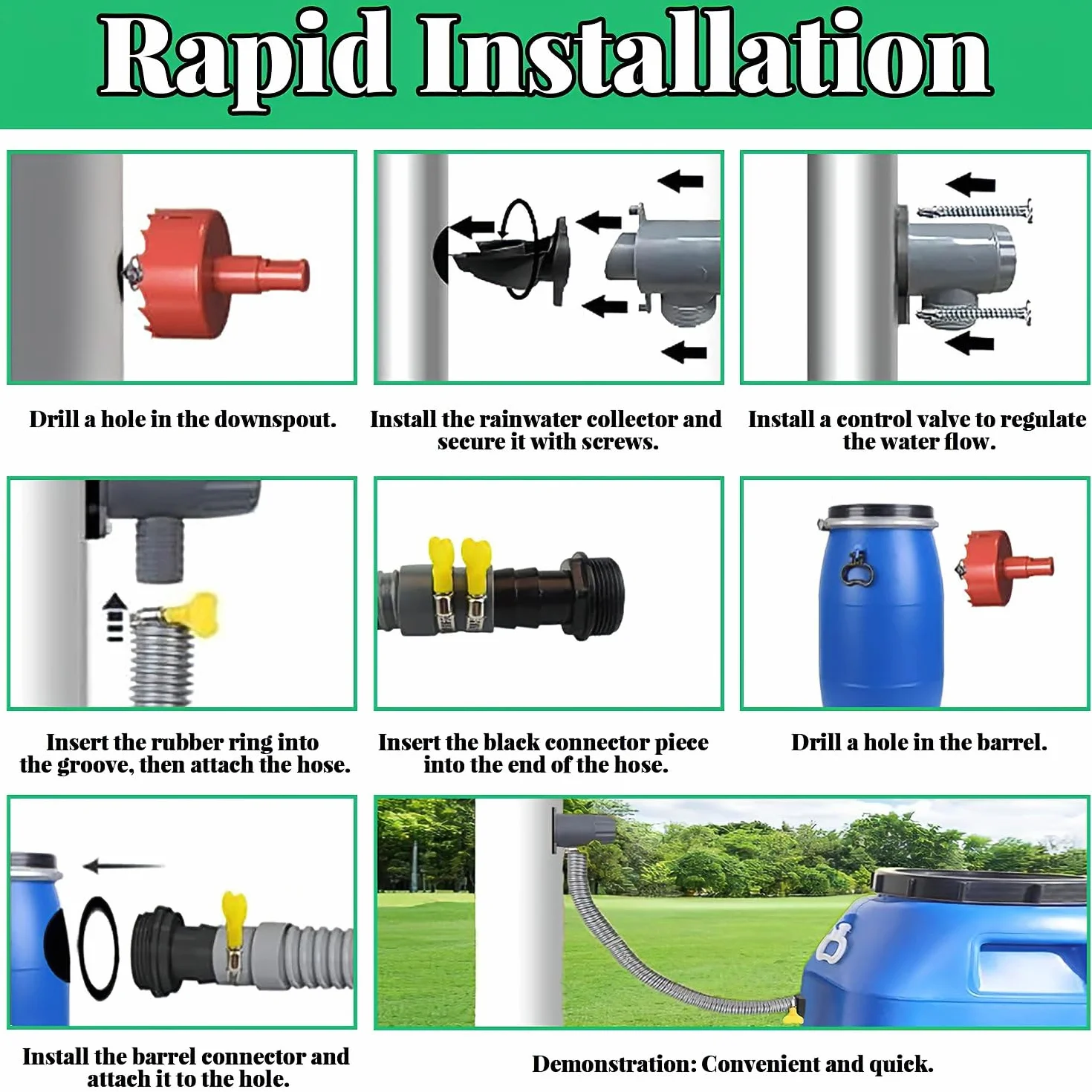 Colector de Agua de Lluvia, Kit Conector para Barril y Depósito