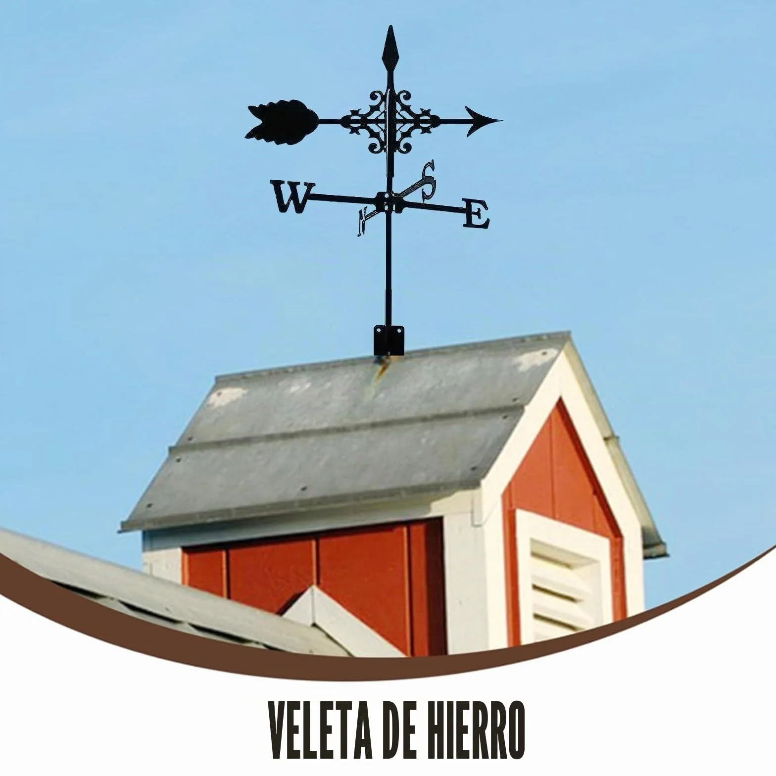 Veleta de metal robusta con soporte para pronóstico del tiempo, decorativa para jardín