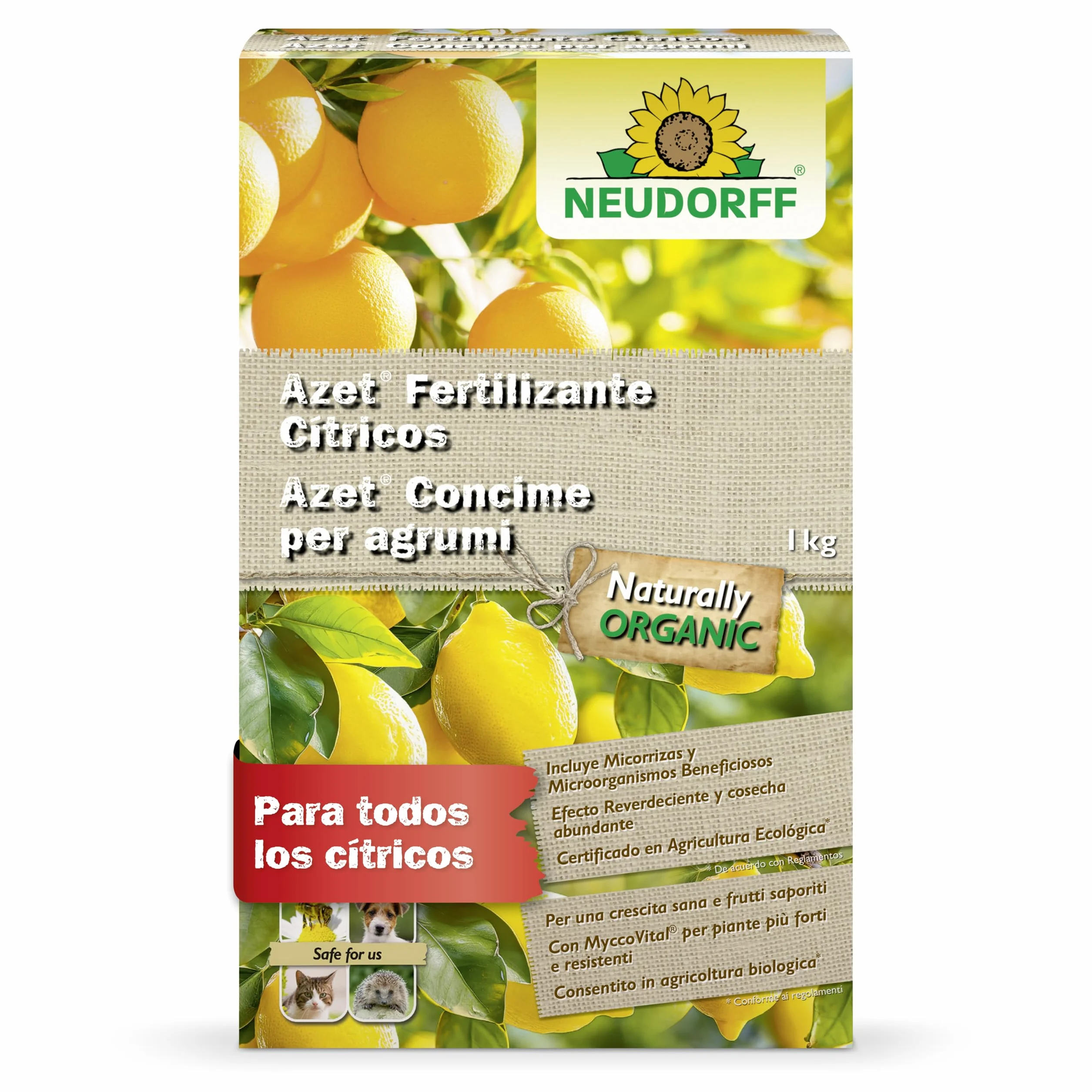 Neudorff Azet Fertilizante Cítricos 1 kg – Fertilizante orgánico de liberación lenta con micorrizas