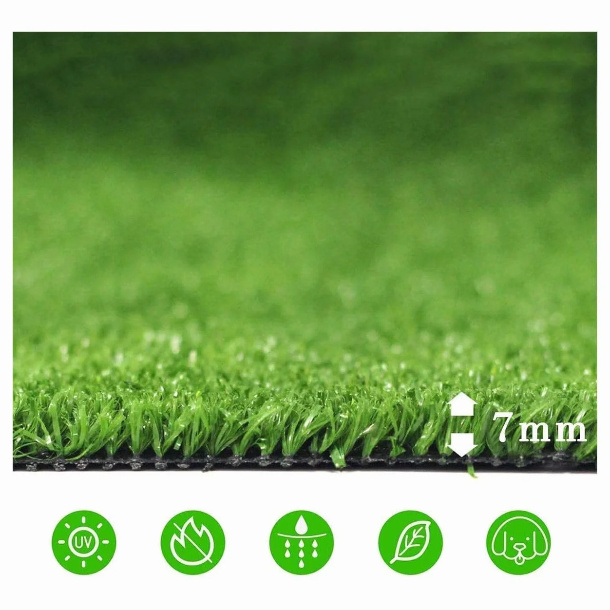 Cesped Artificial 2x5 Barato Exterior Resistente Suave Rollo Terraza Compatible Animales Alfombra Exterior 7mm
