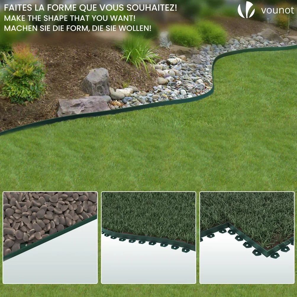 VOUNOT® Borde Jardín Flexible PVC Delimitadores Bordes 40m Altura 5cm Verde