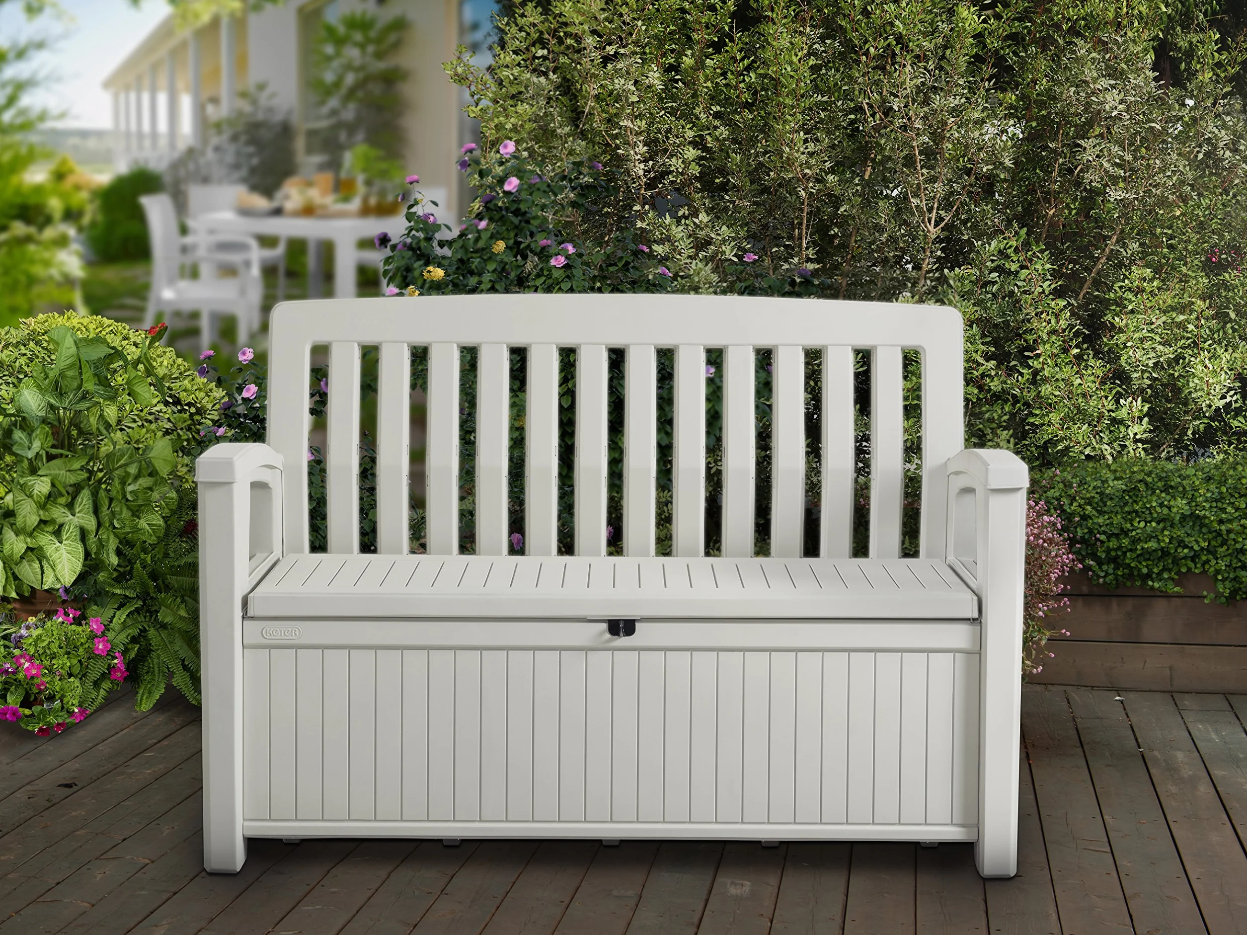 Chalet y jardín Patio Bench Baúl 227 L Blanco