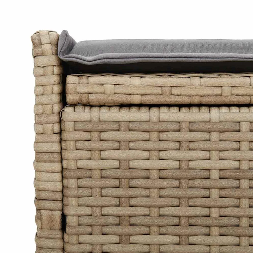 vidaXL Banco de almacenaje con cojín Beige 100 cm ratán sintético