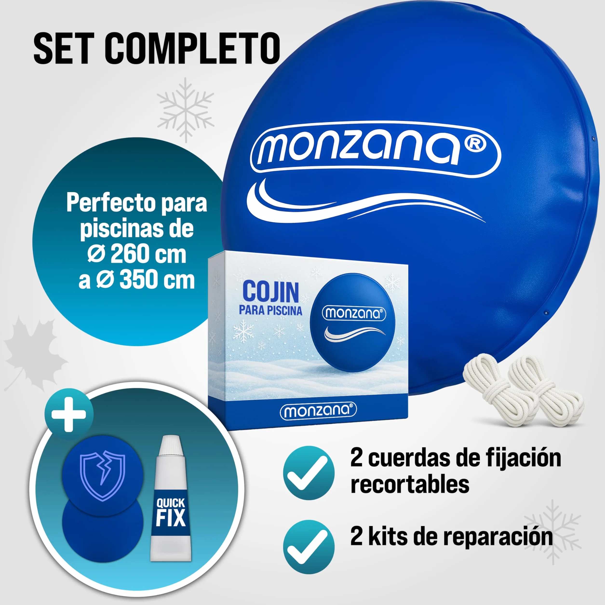 Monzana Cojín Redondo Piscina XXL Cubierta Inflable Aire 3m 4m Protección Invierno Resistente Rayos UV