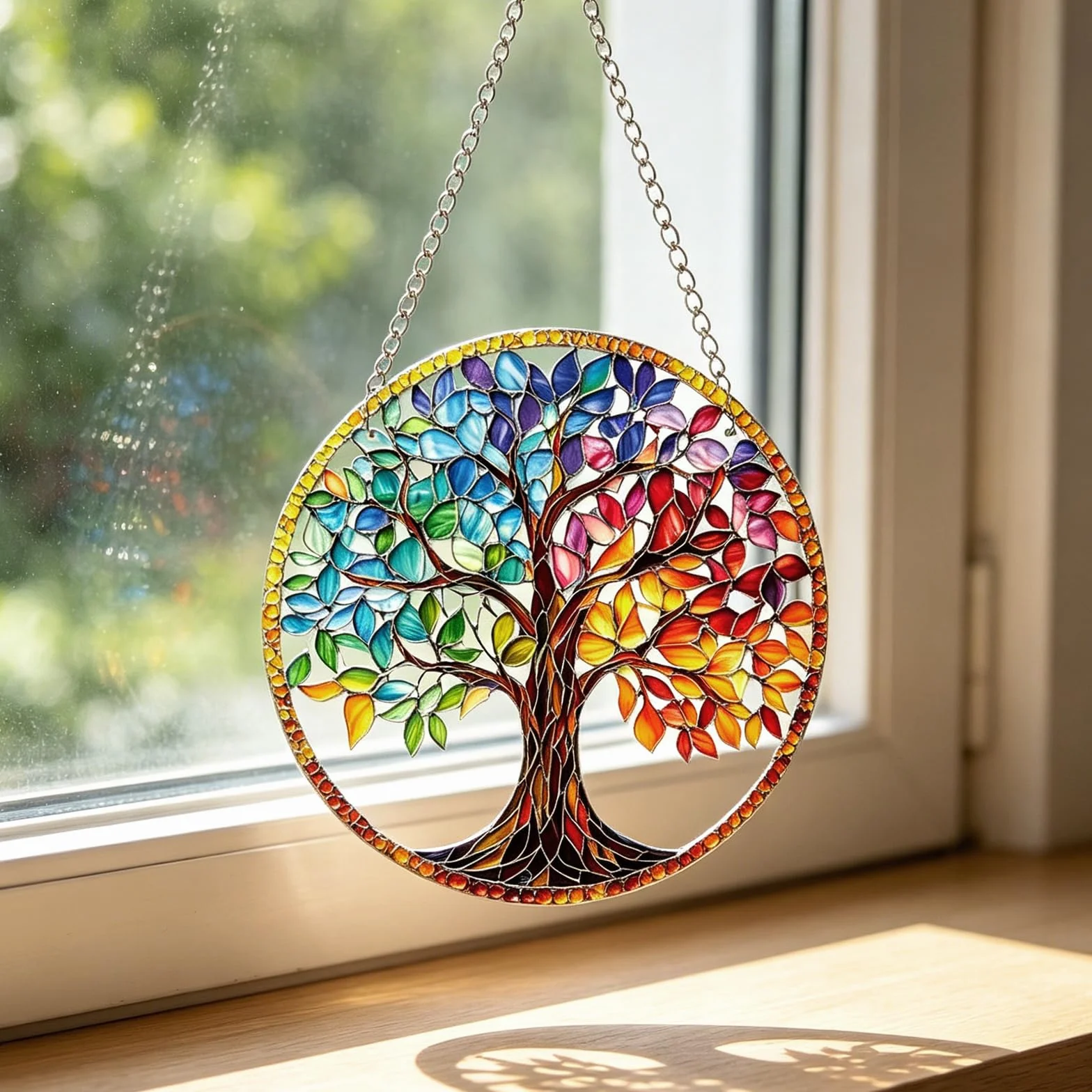 HORREX Atrapasoles Árbol de la Vida 20x20 cm Acrílico Colgante para Ventana Decoración Jardín