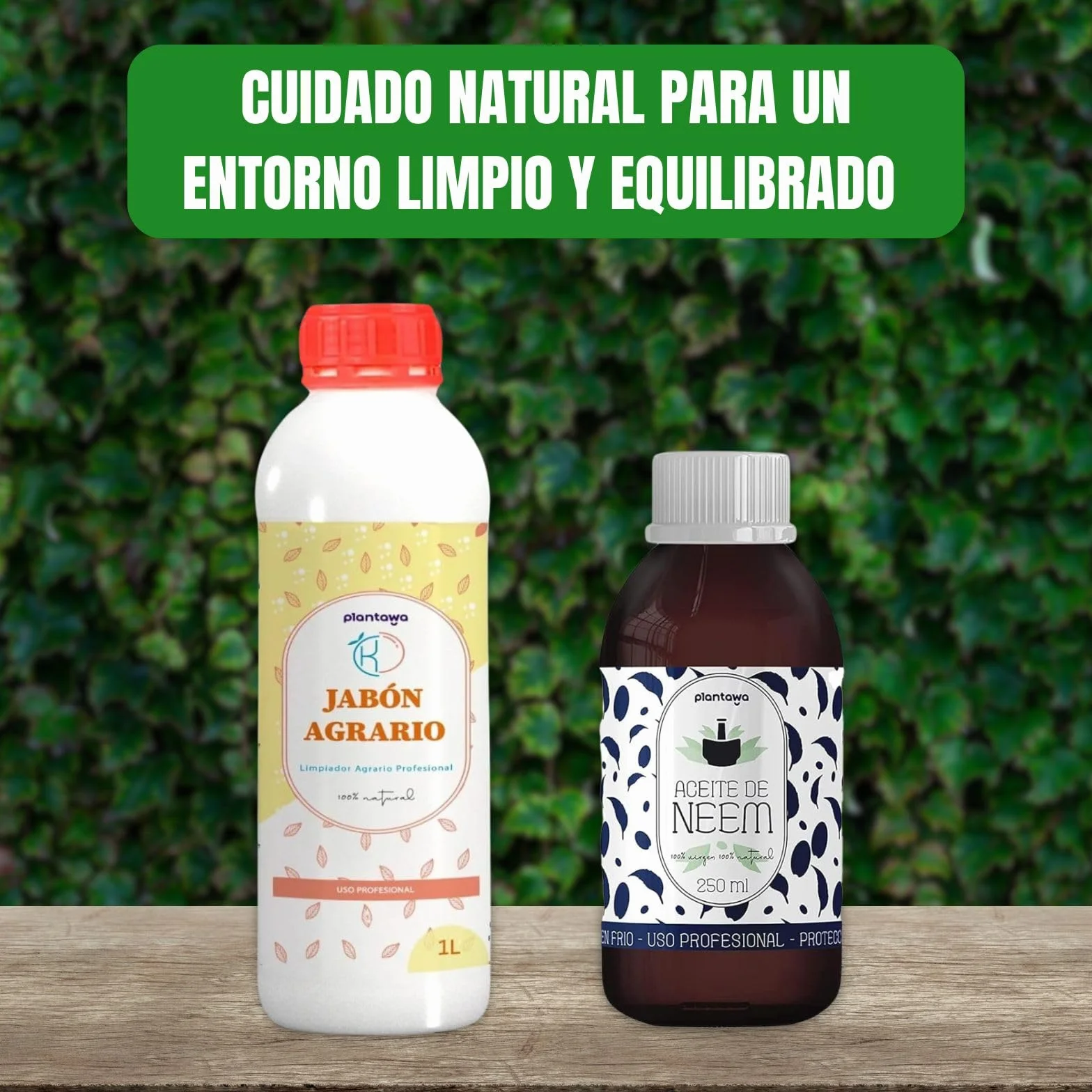 PLANTAWA Jabón Potásico 1L + Aceite de Neem 250ml Solución Multiusos