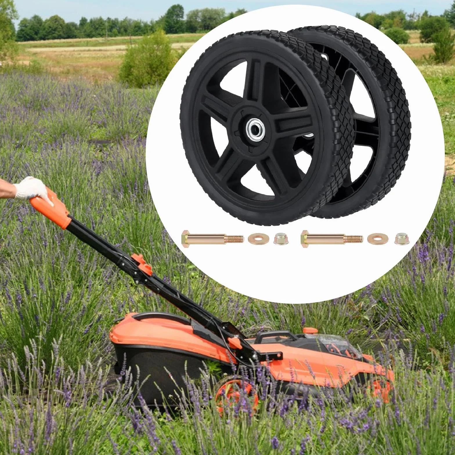 para Cortacésped, Ruedas para Cortacésped de Empuje, Reemplazan Las Tuercas de Los Pernos para Carros, Remolques de Tractores Cortacésped Y C, 10inch 25.5x4.5cm
